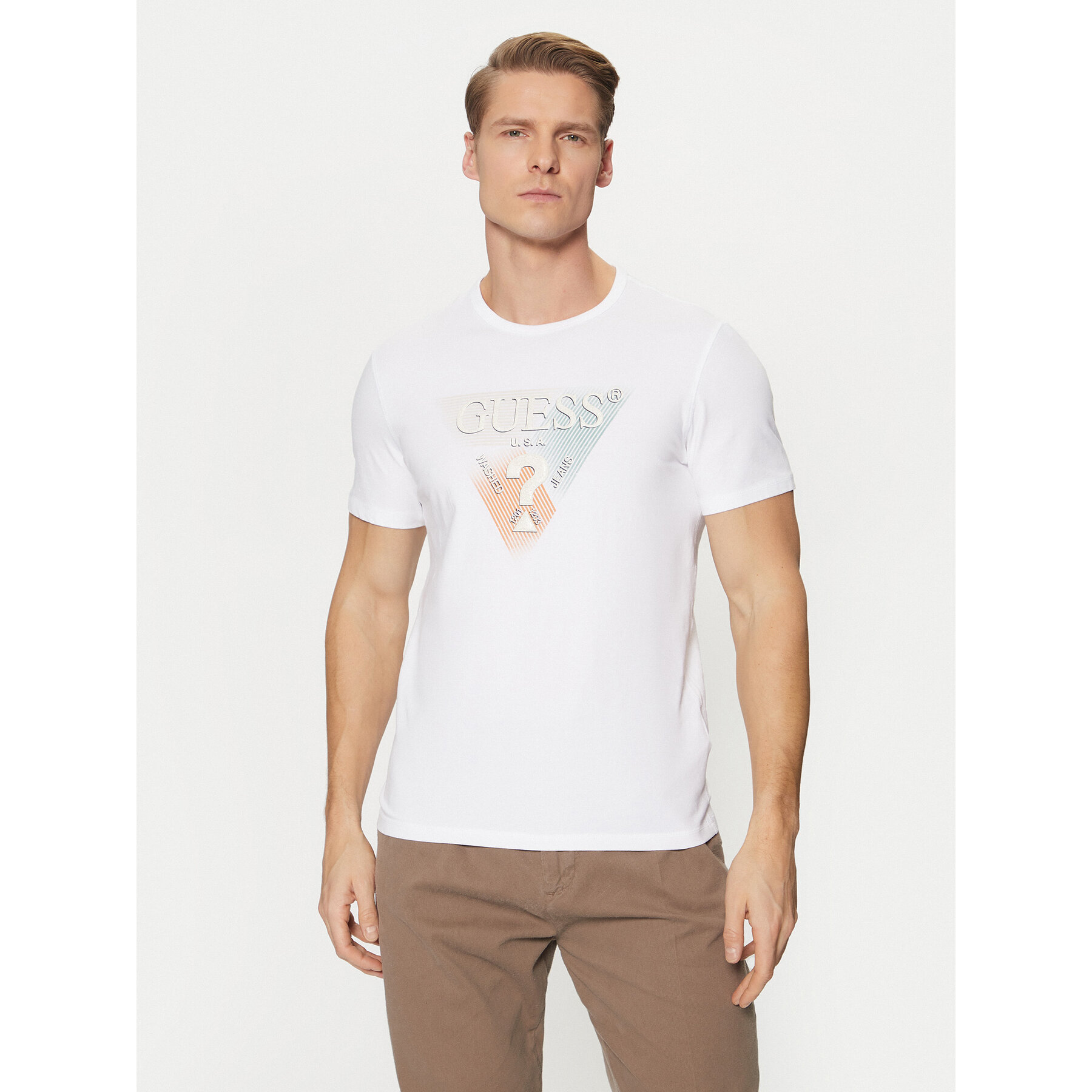 Guess T-shirt M5RI14 J1314 Bijela Slim Fit