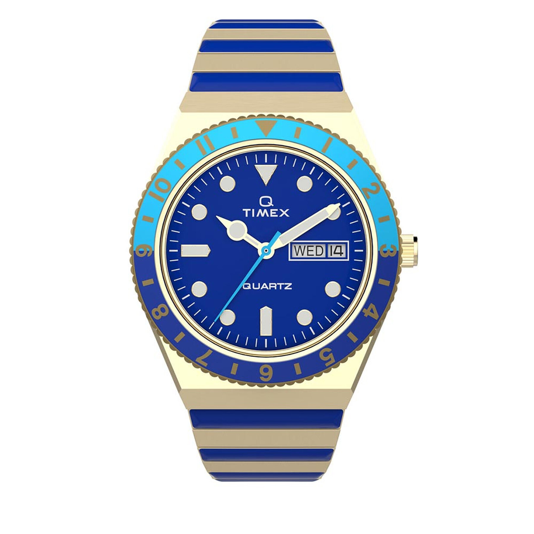 Ceas Timex Q Timex Malibu TW2V38500 Gold/Blue Ceas