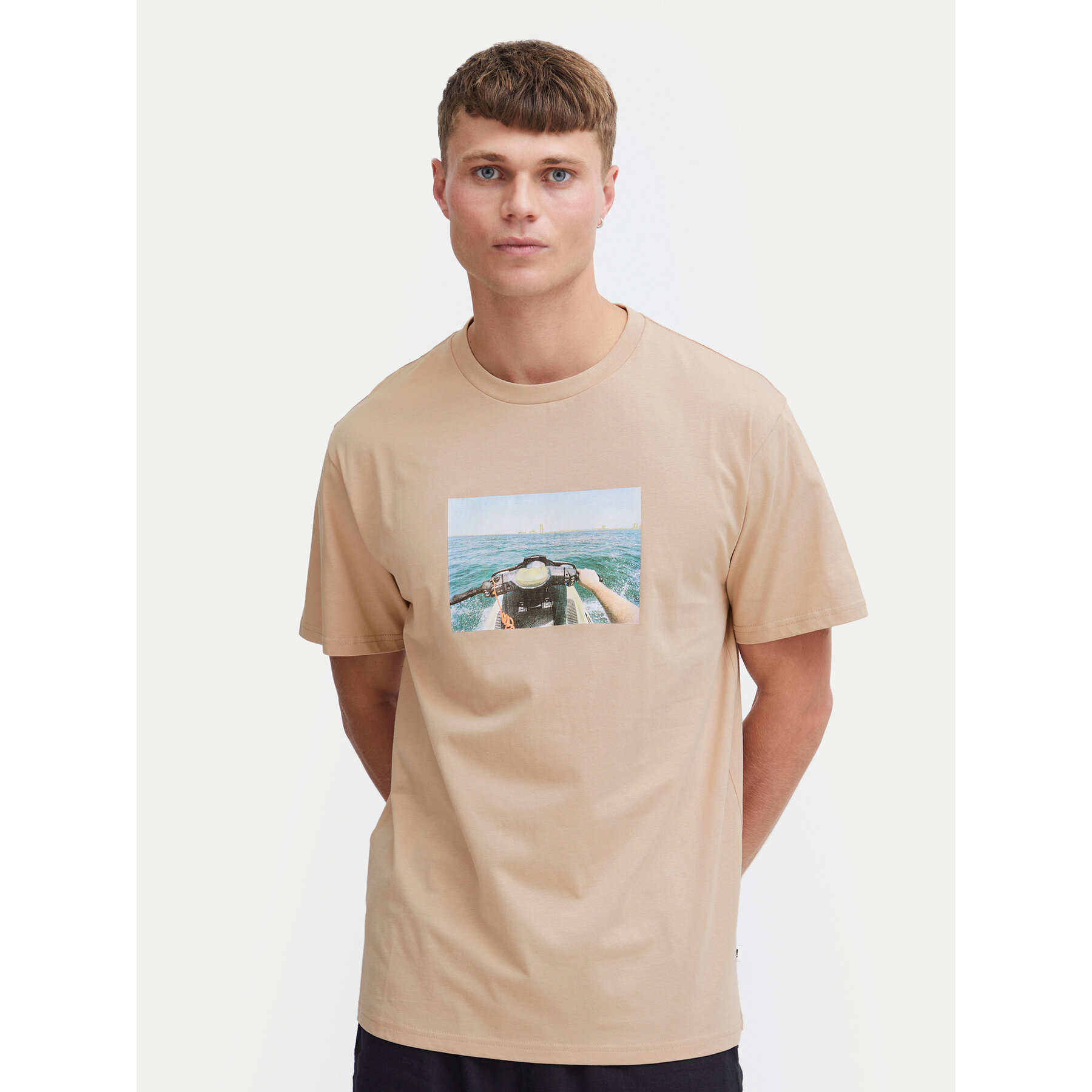 Solid T-shirt 21108237 Beige Regular Fit