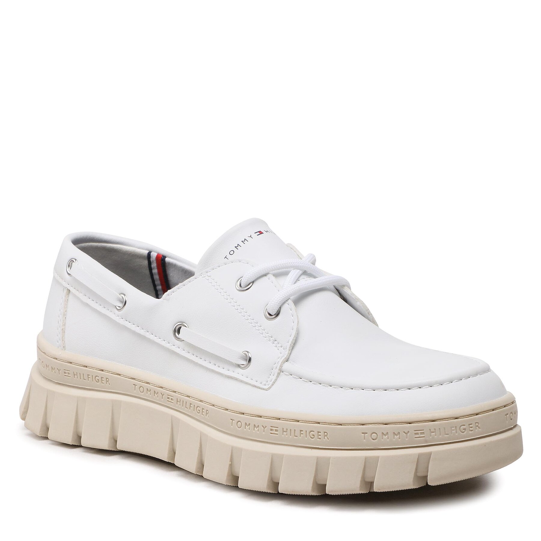 Pantofi Tommy Hilfiger Lace-Up Shoe T3X4-32896-1355 S White S epantofi-Copii-Băieți-Pantofi-Slip-on imagine super redus 2022