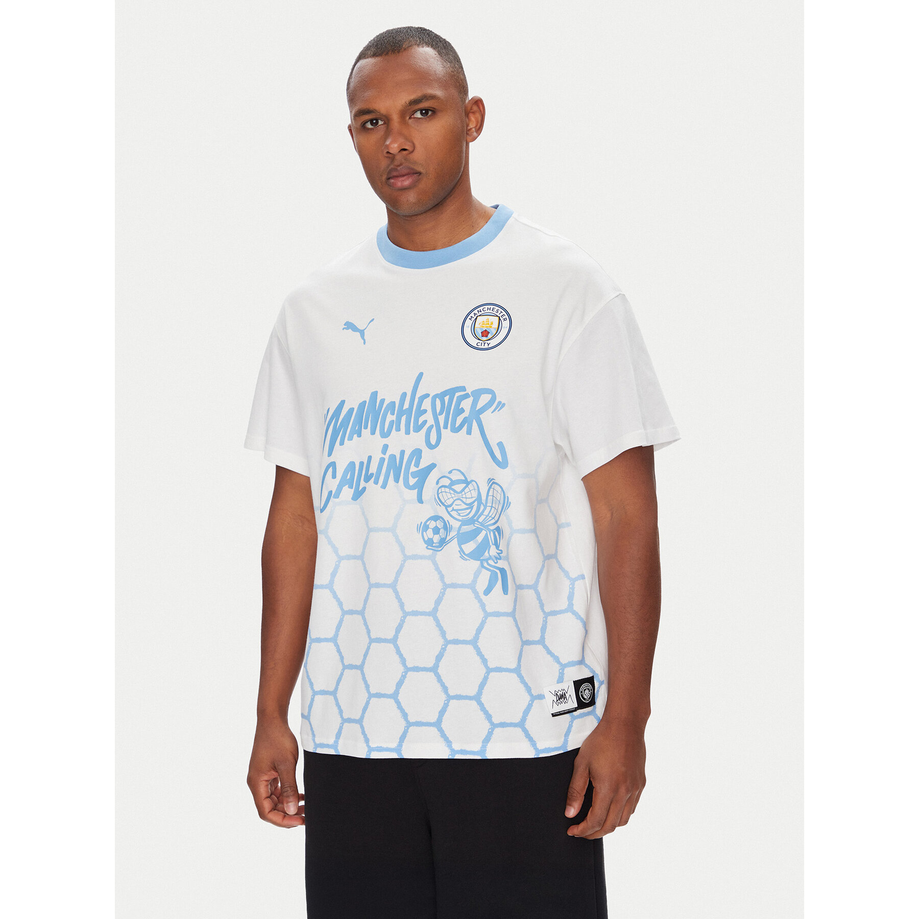Puma Marškinėliai CWC Hoops x Man City 631695 Balta Regular Fit