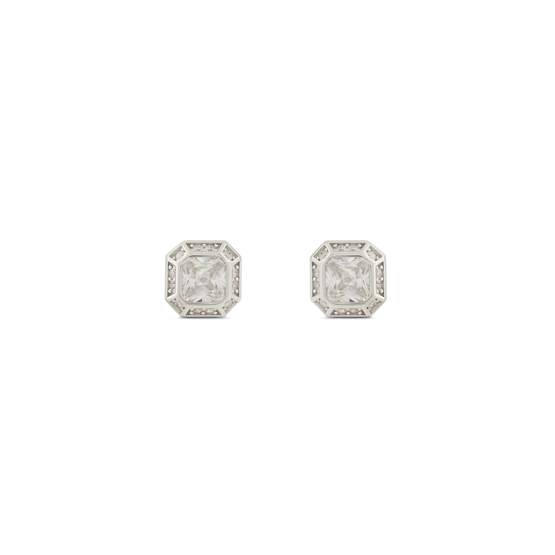 ICED STUFF Σκουλαρίκια ICED STUFF Emerald Cut Λευκόχρυσο