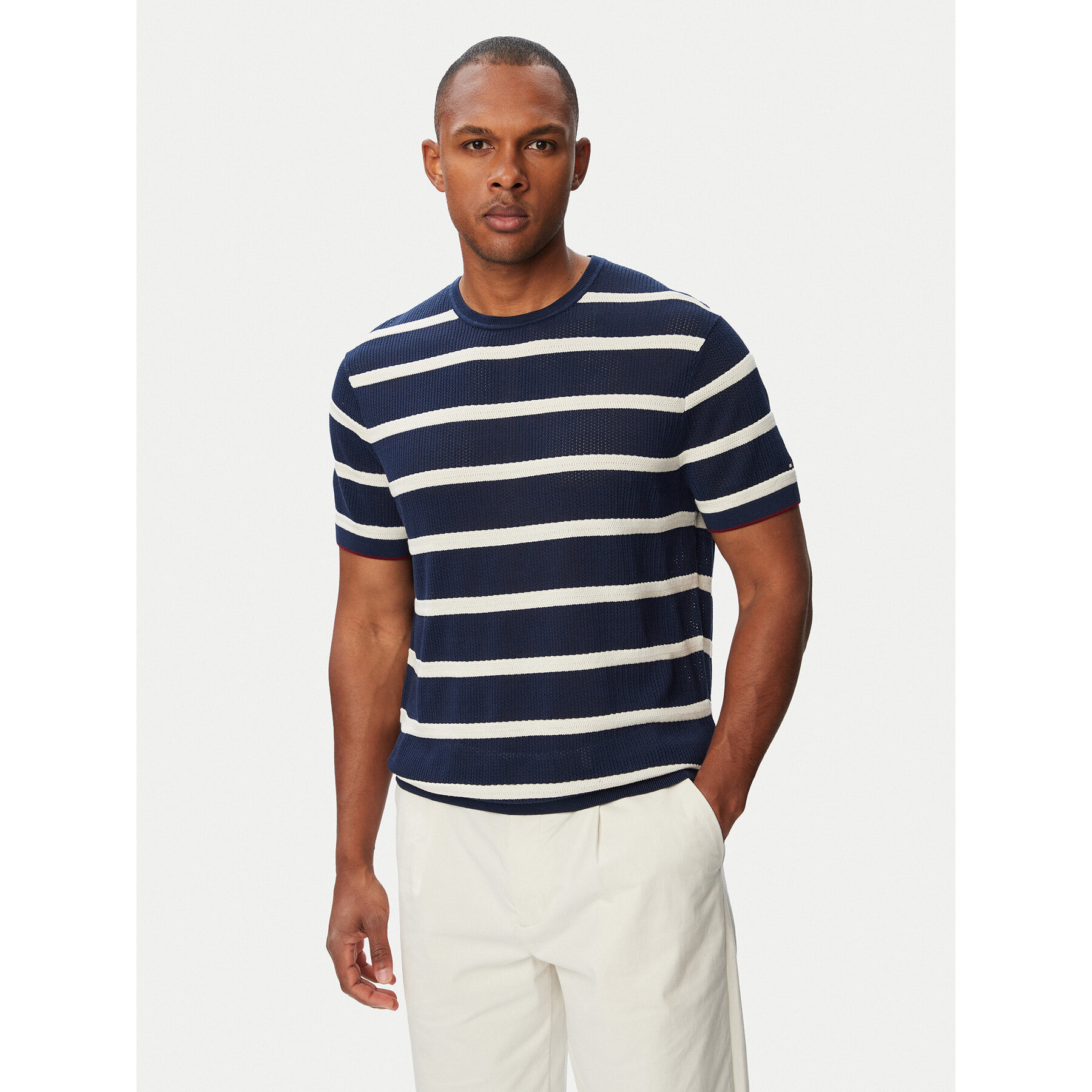 Tommy Hilfiger T-Shirt Breton MW0MW43942 Blu Scuro Regular Fit