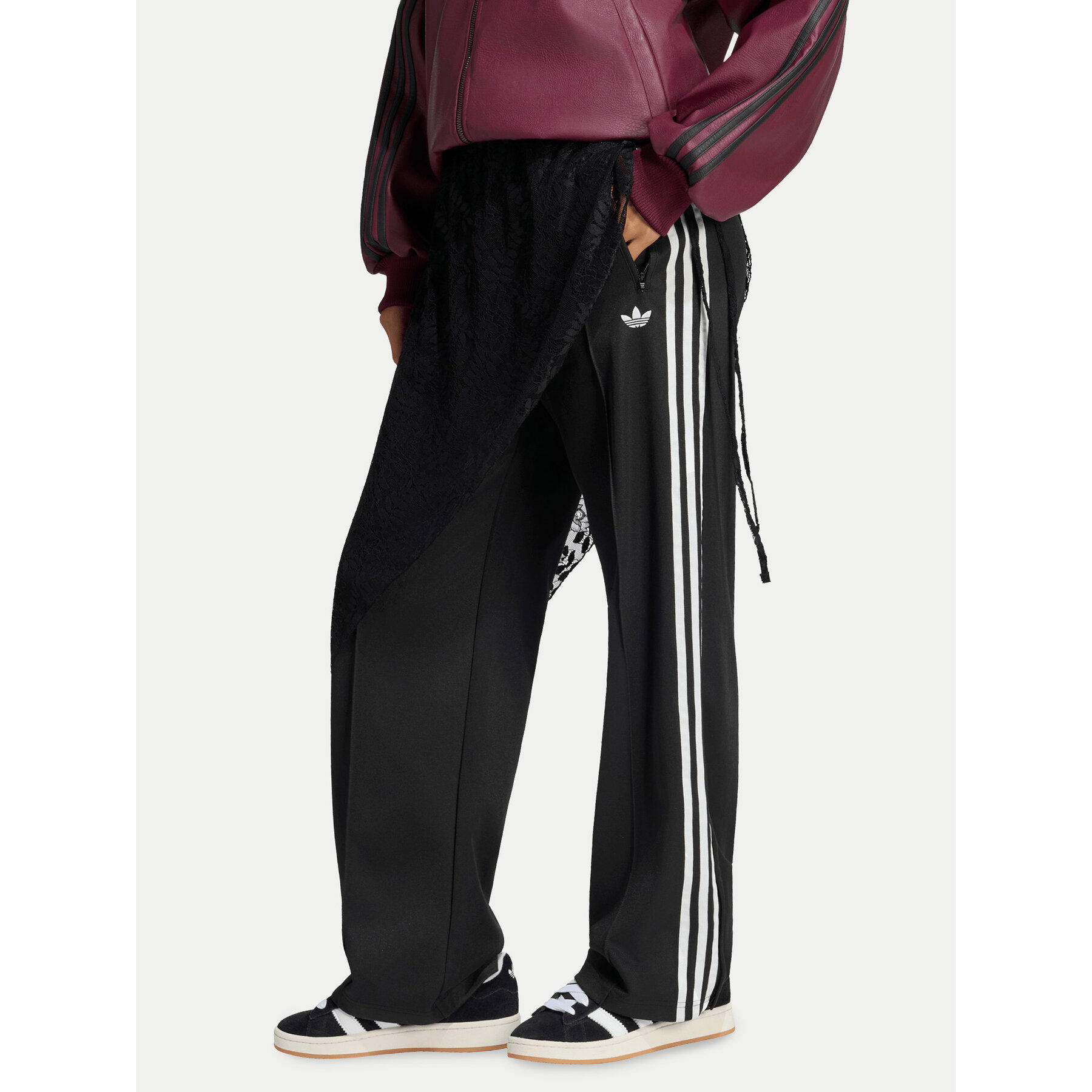 adidas Jogginghose 2In1 Firebird Loose Track Trousers With Lace Skirt LG4271 Schwarz Relaxed Fit
