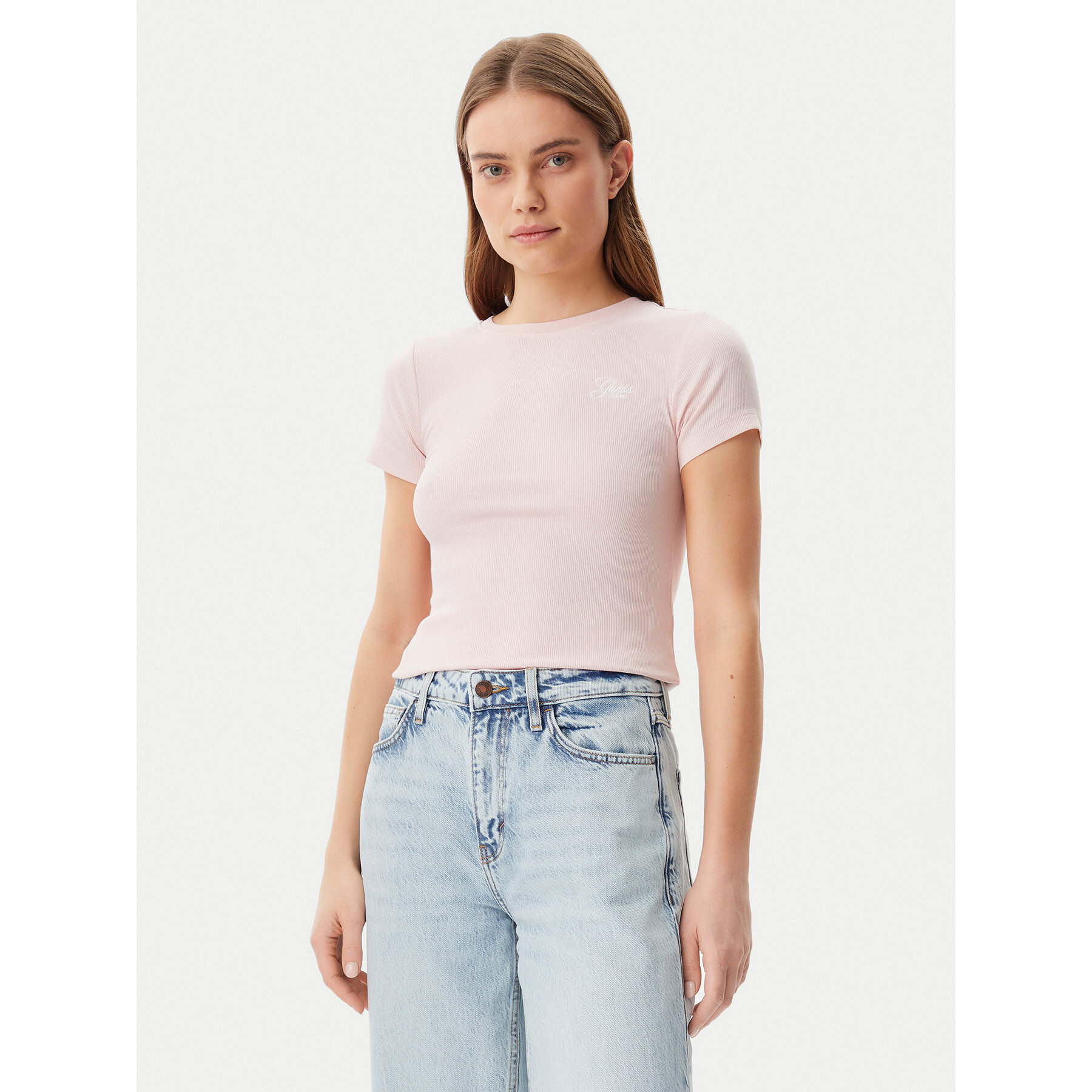 Guess Marškinėliai W5GP62 KA0H1 Rožinė Regular Fit
