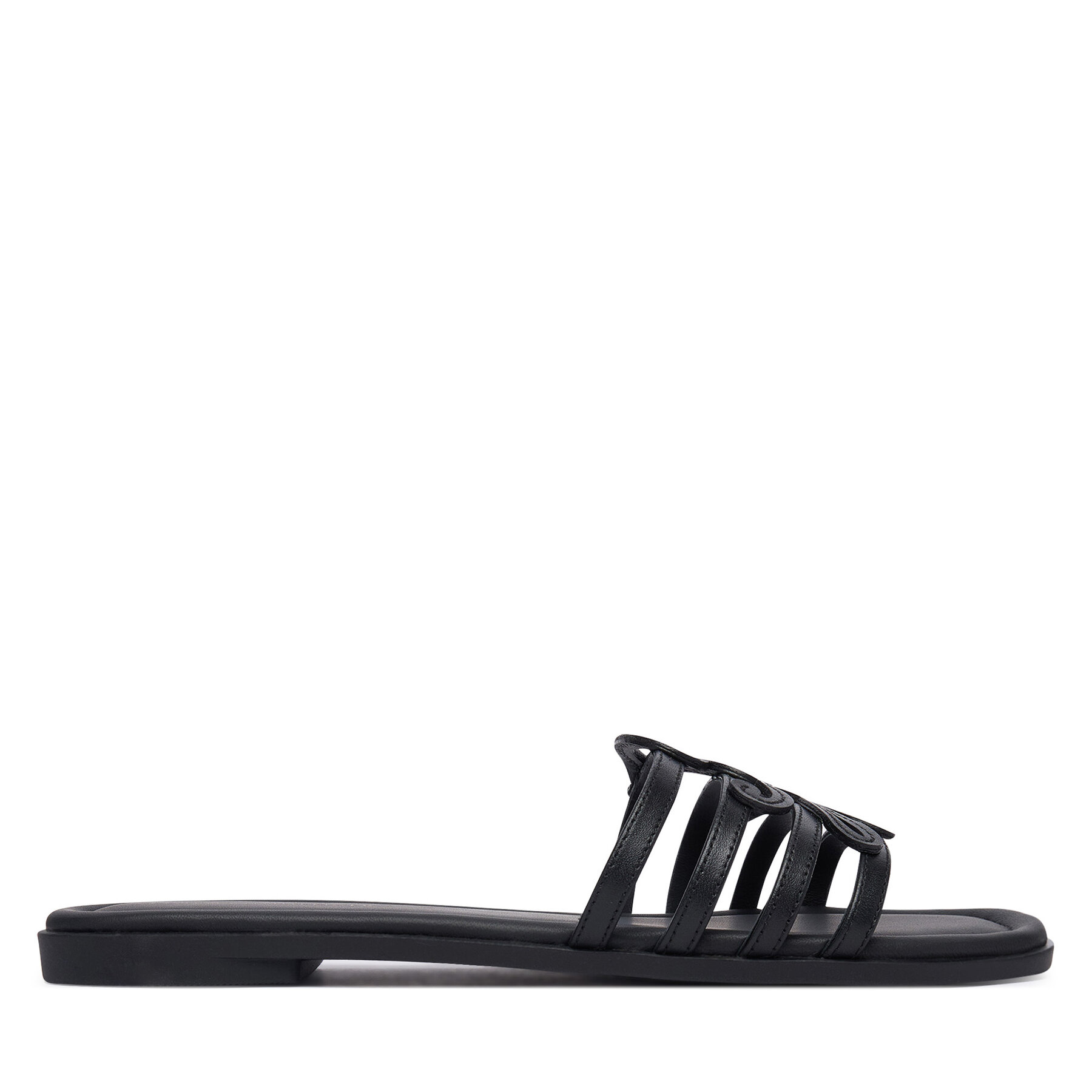 Šľapky Tommy Hilfiger Th Script Flat Mule Lth FW0FW09368 Čierna
