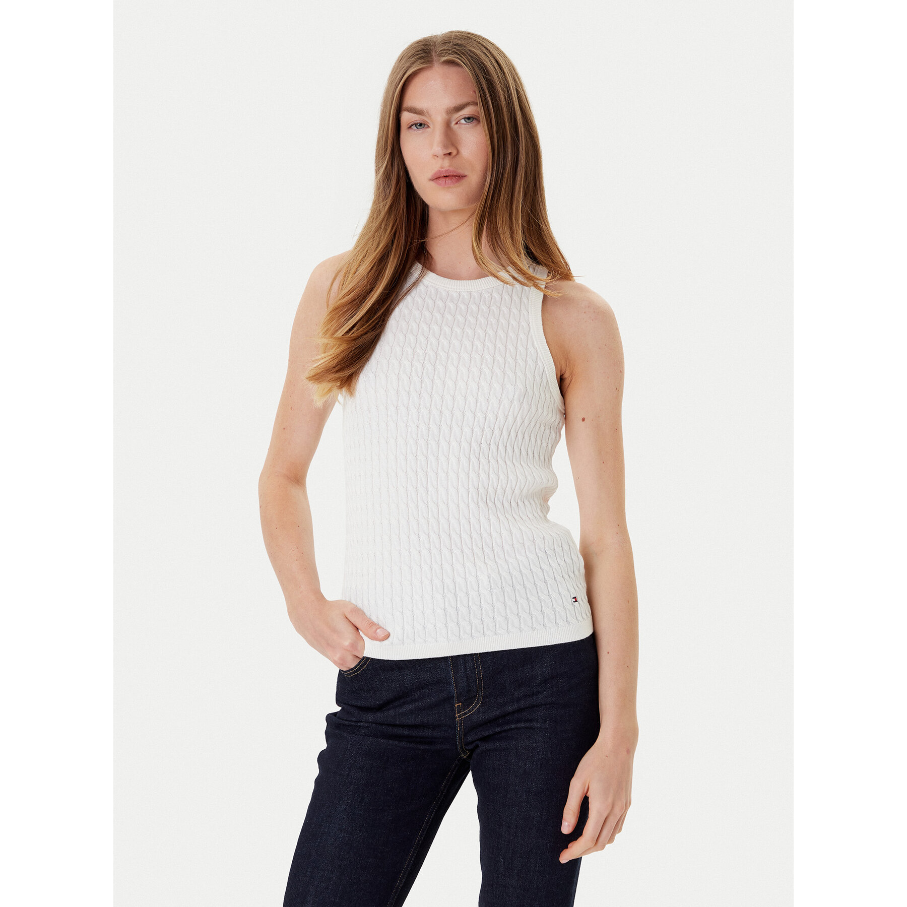 Tommy Hilfiger Top WW0WW45706 ÉCru Slim Fit