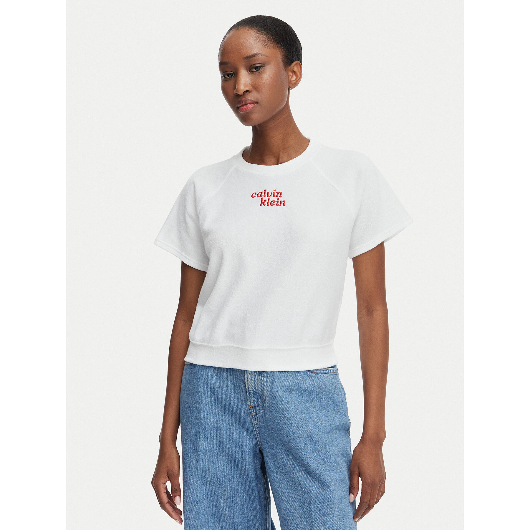 Calvin Klein Jeans Camiseta TOWEL LV047G287G Blanco Cropped Fit
