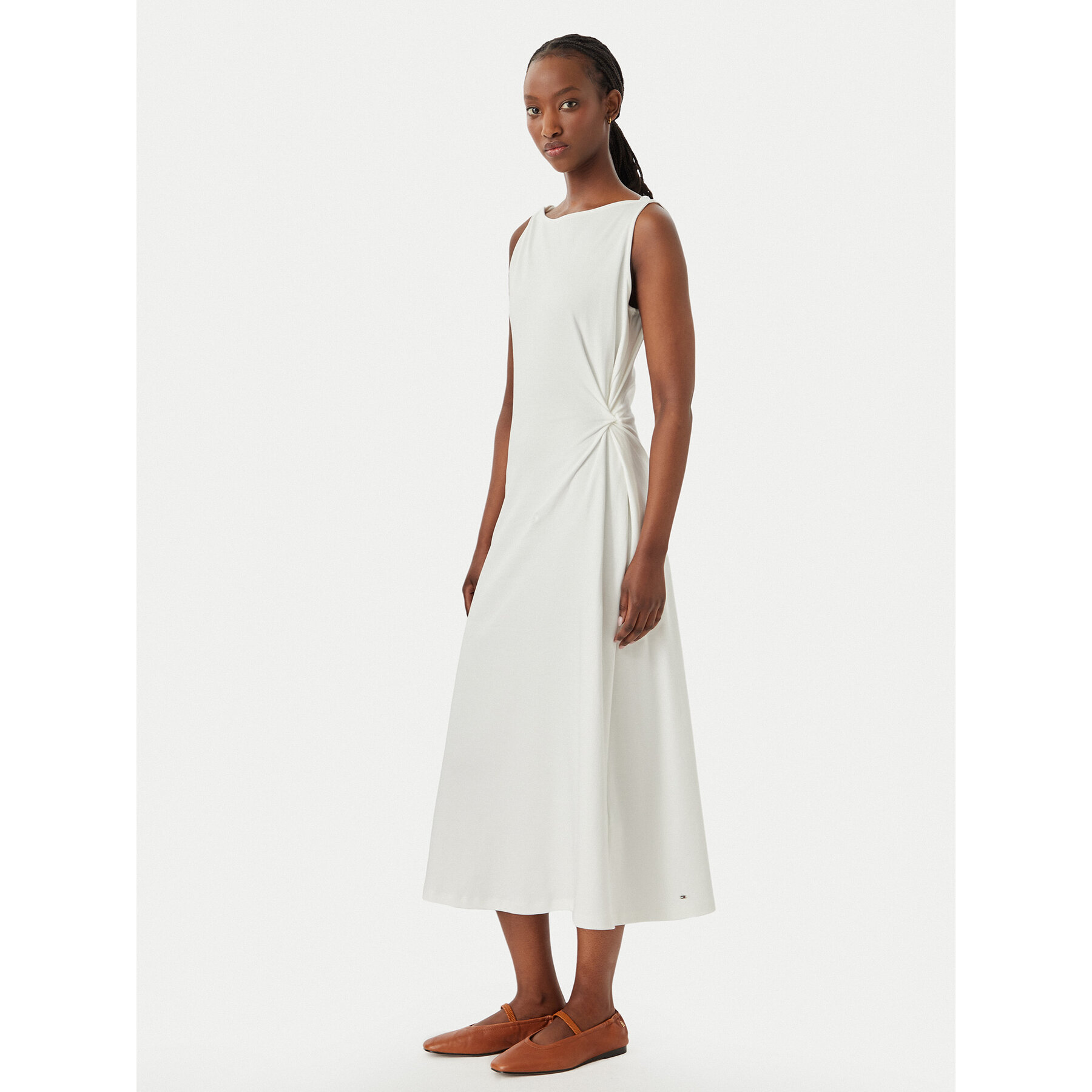 Tommy Hilfiger Kleid für den Alltag WW0WW50041 Creme Regular Fit