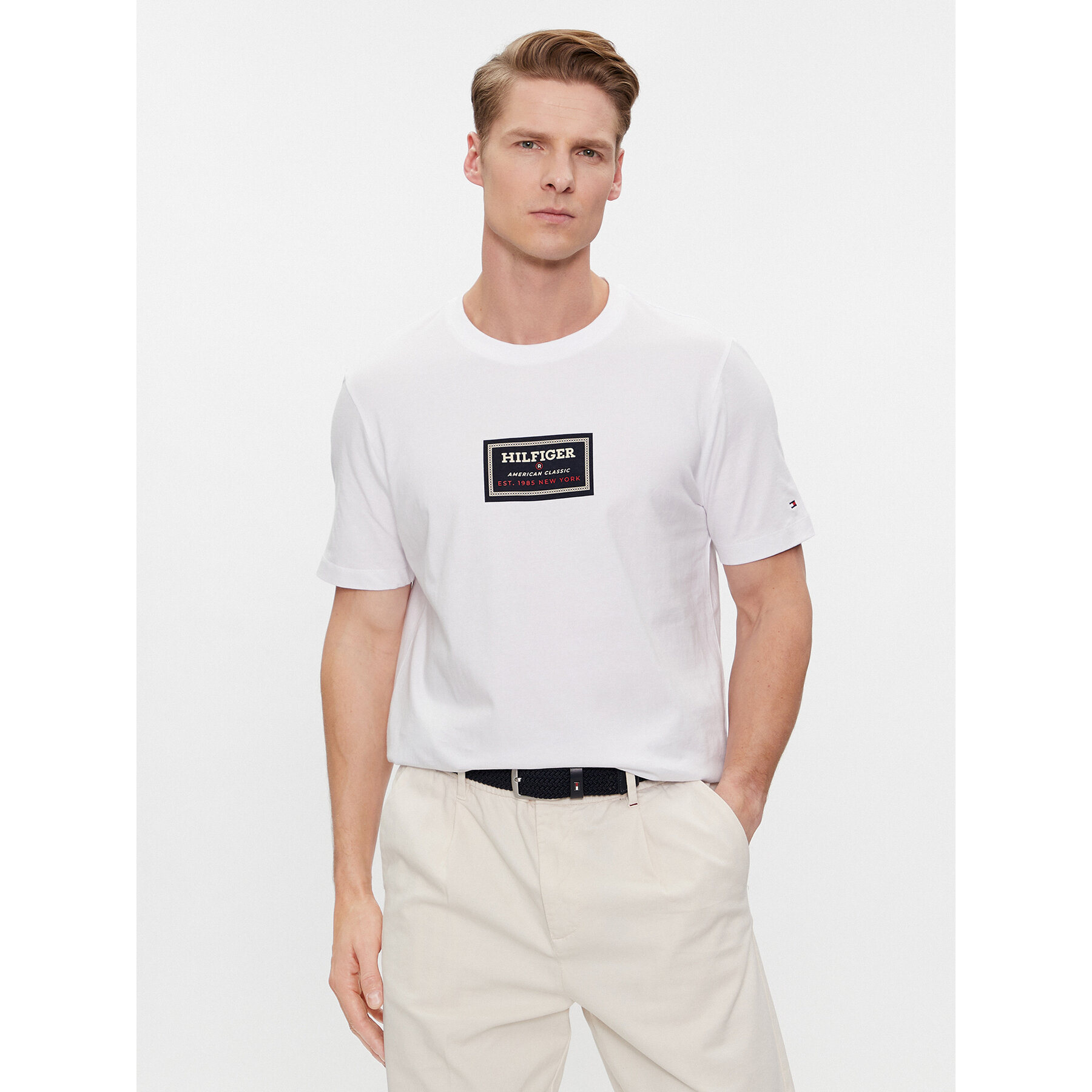 Tommy Hilfiger T-shirt Label Hd Print Tee MW0MW34391 Bianco Regular Fit