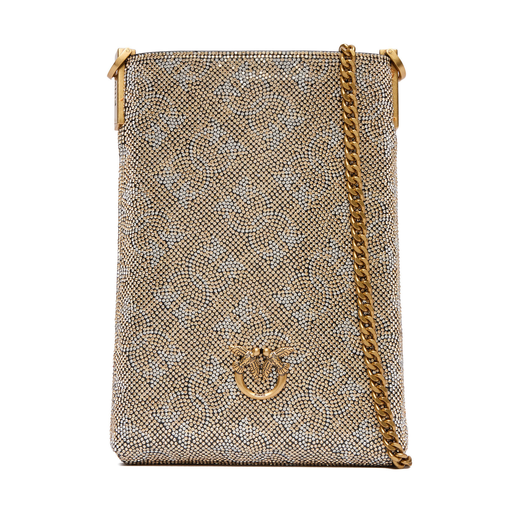 Taška na telefón PINKO Phone Case Monogram Full Strass AI 25-26 PCPL 105358 A20D Zlatá
