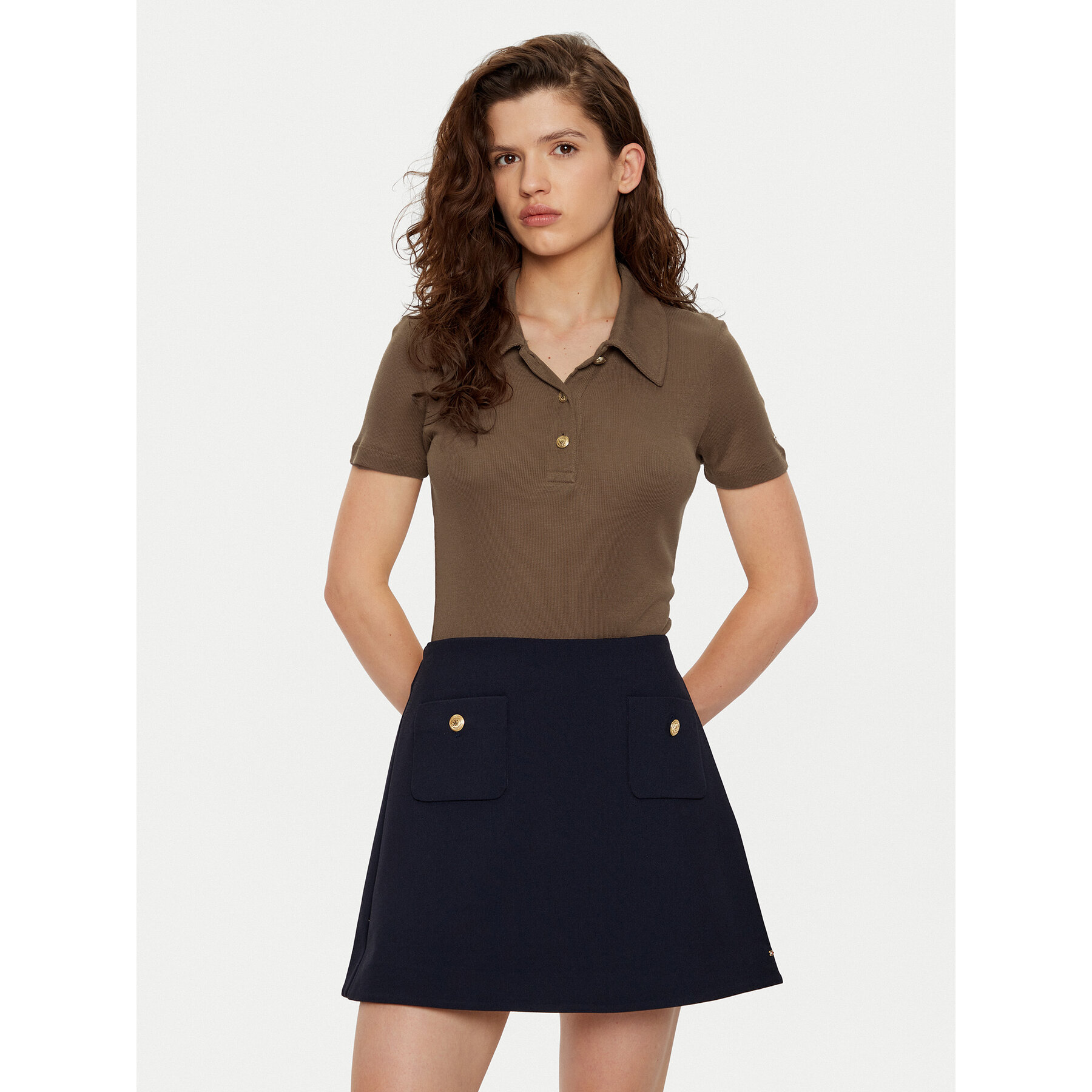 Tommy Hilfiger Polo WW0WW44446 Smeđa Slim Fit
