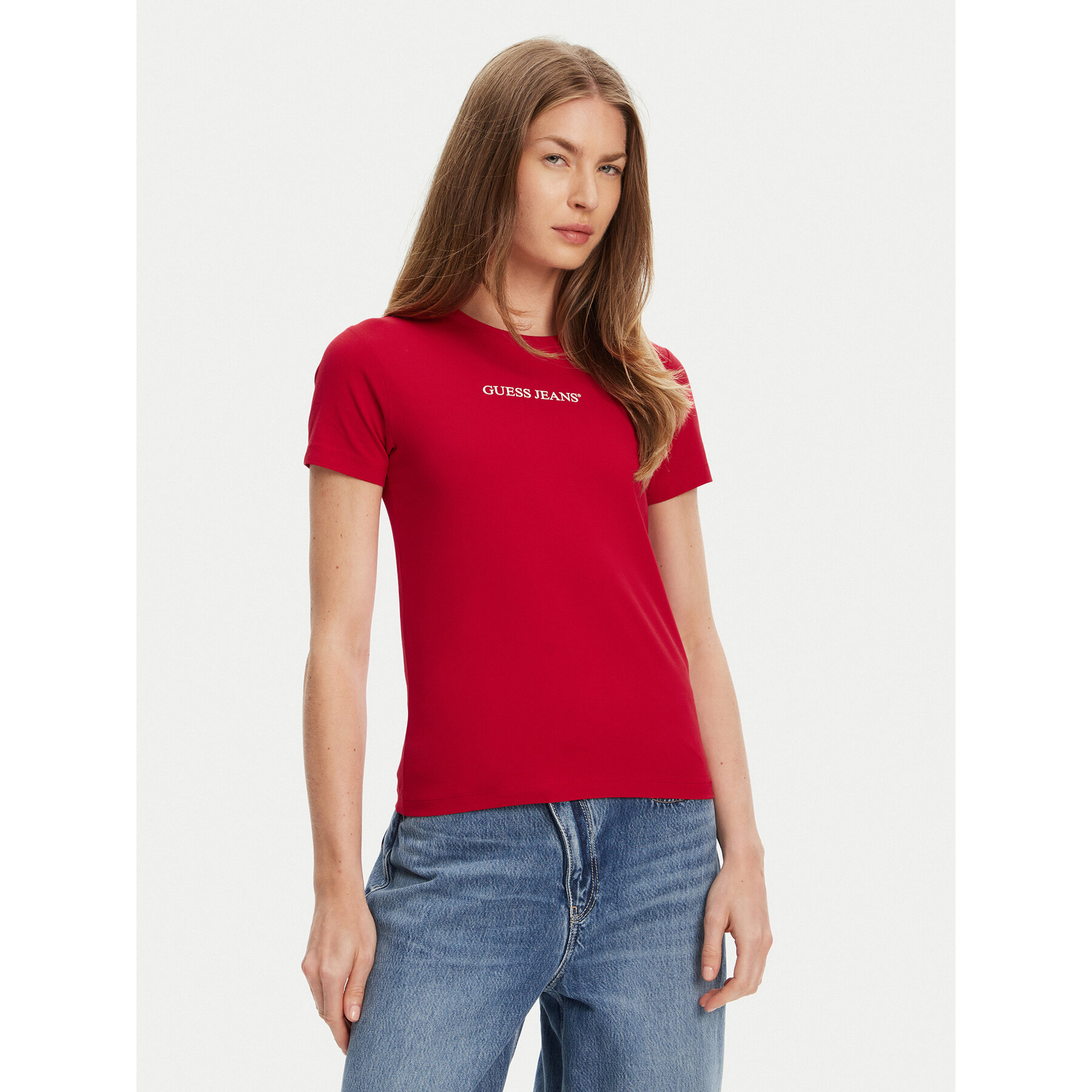 Guess Jeans Póló W4YI01 J1314 Piros Slim Fit