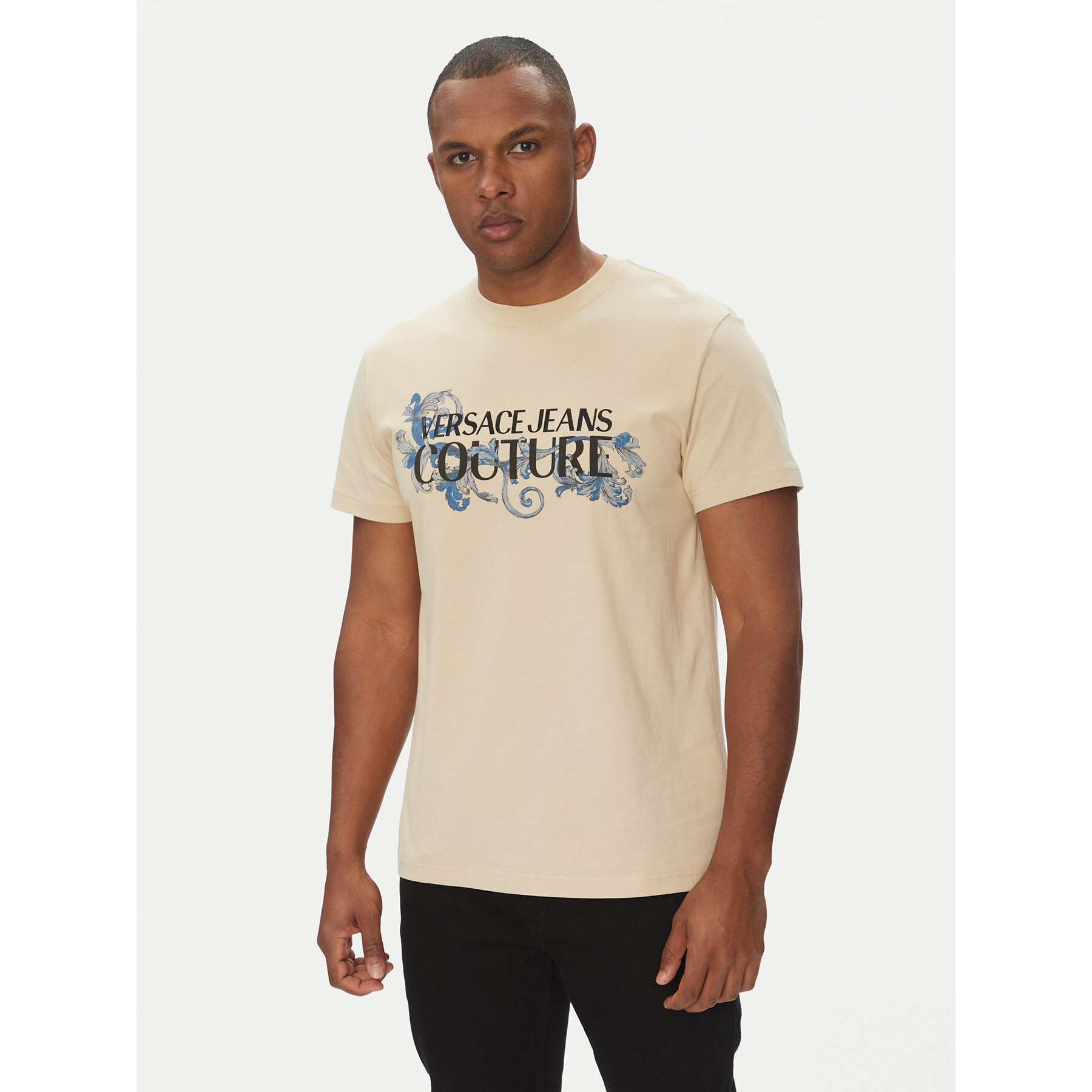 Versace Jeans Couture Póló 78GAHC05 Bézs Regular Fit