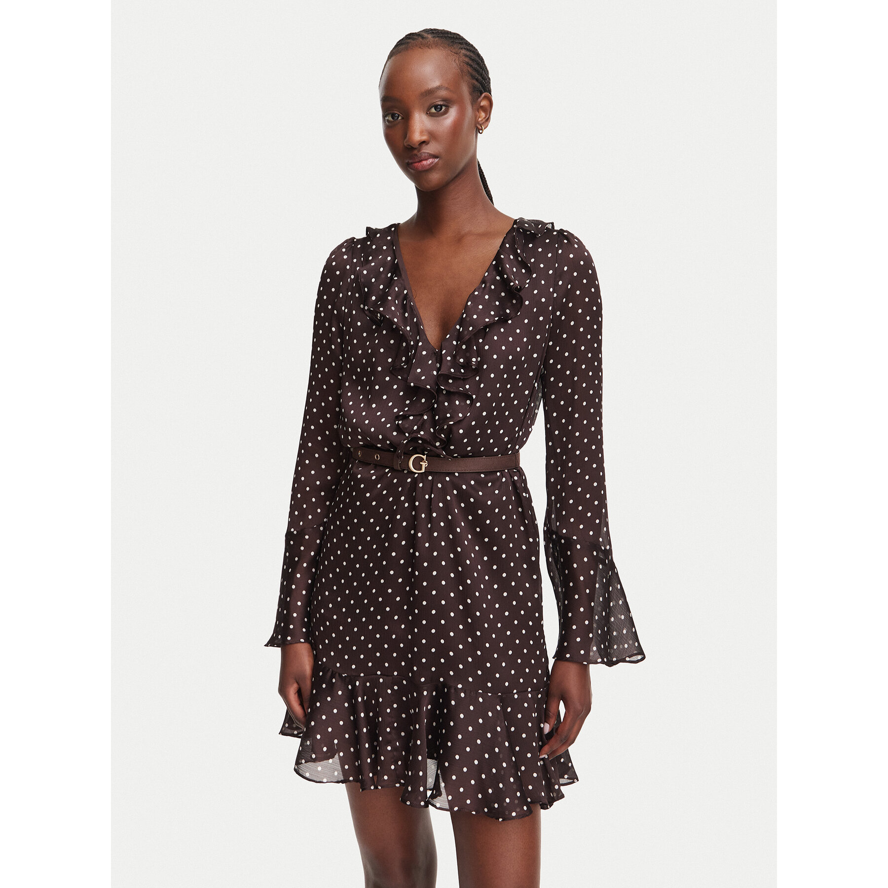 Guess Kleid für den Alltag W6YK35 W2959 Braun Regular Fit