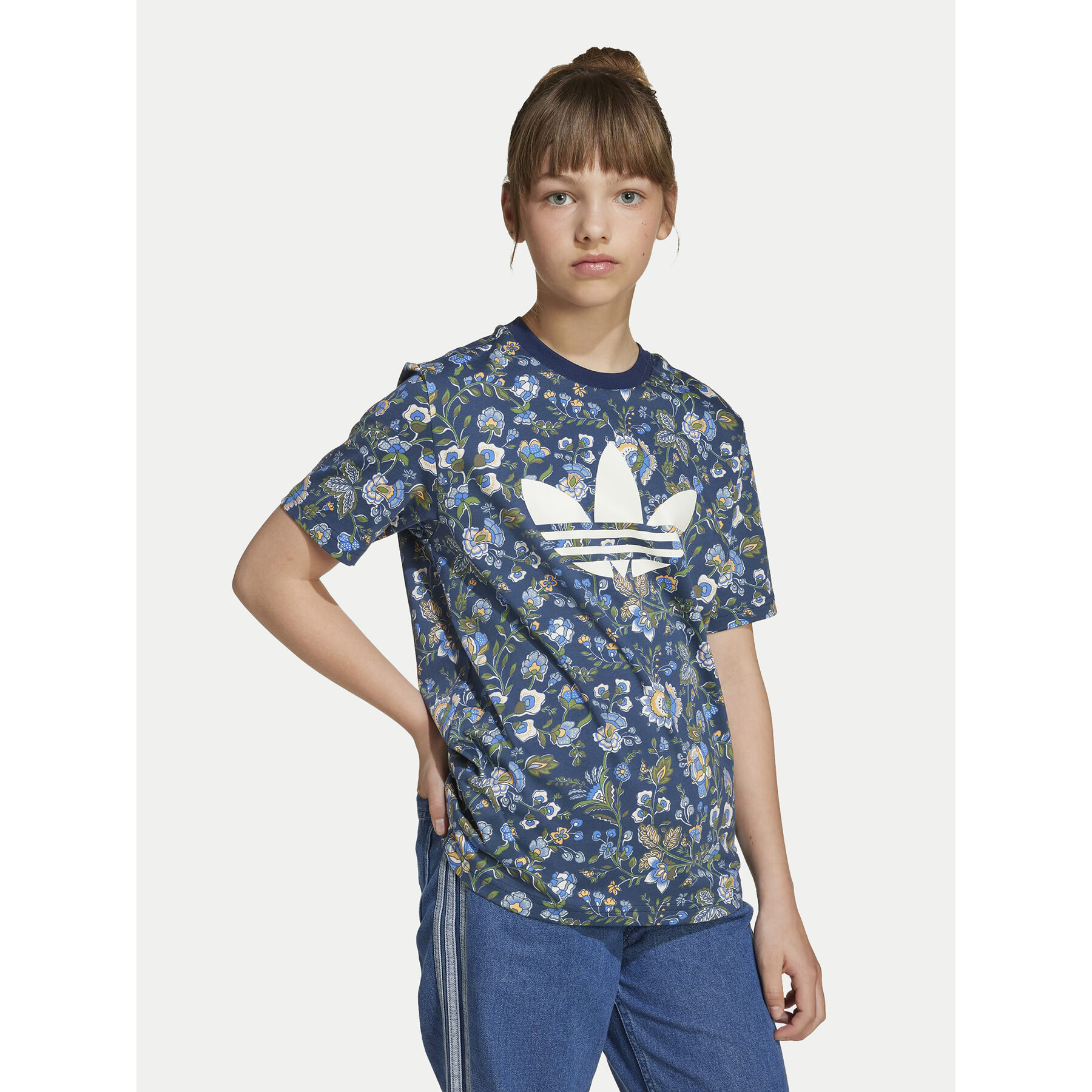 adidas T-Shirt Liberty London JV7818 Σκούρο μπλε Loose Fit