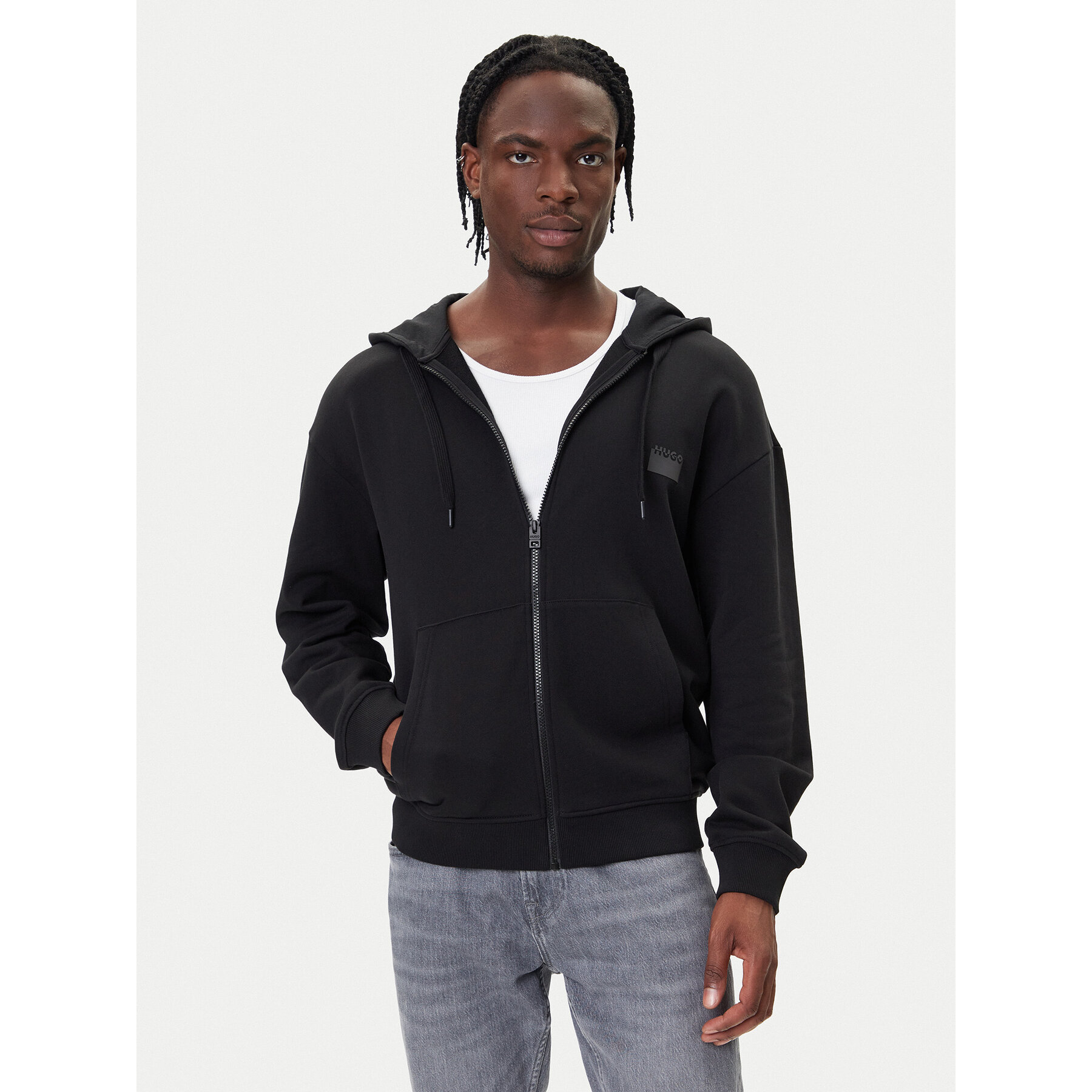 Hugo Sweatshirt Delastomer 50546874 Schwarz Relaxed Fit