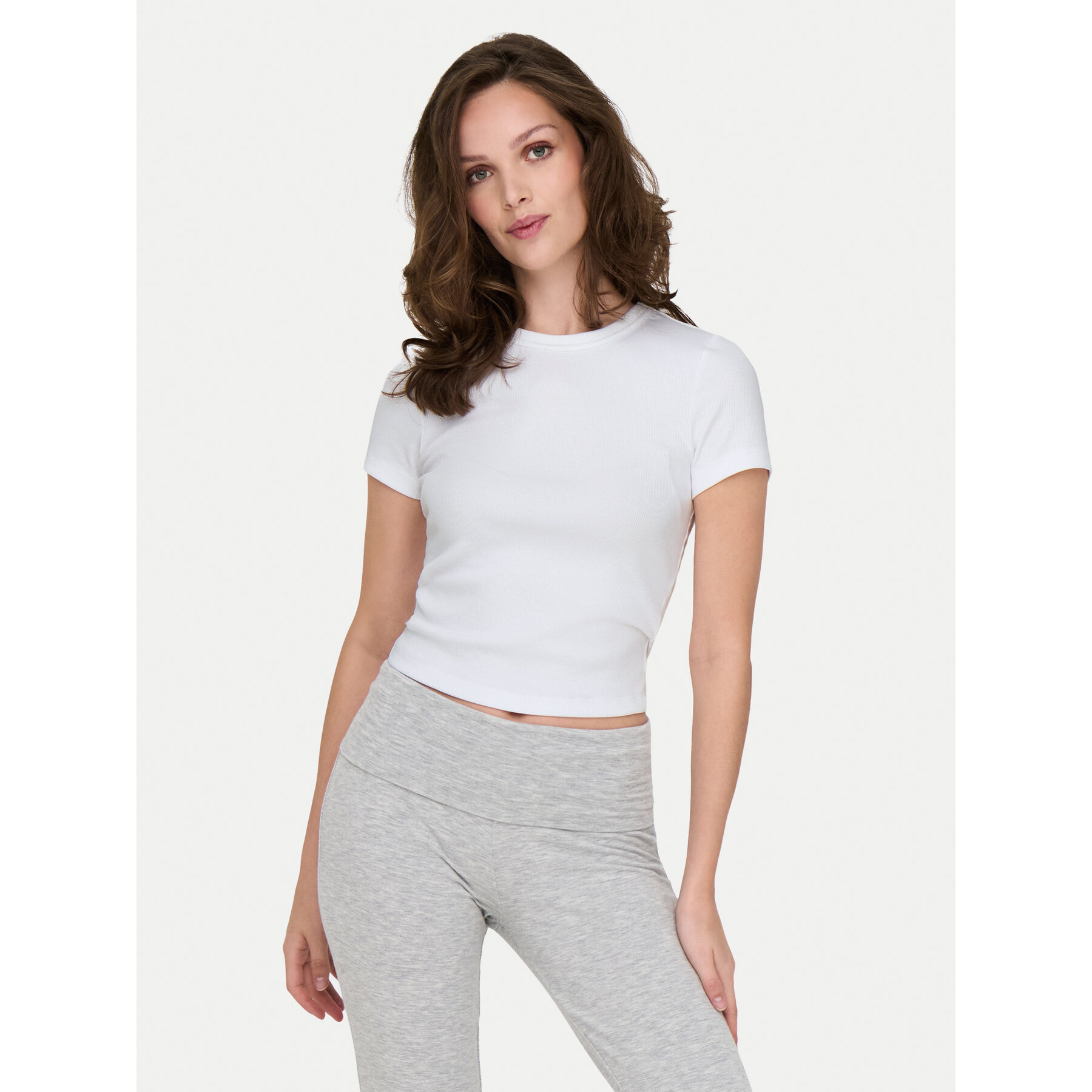 ONLY Marškinėliai Val 15339774 Balta Slim Fit