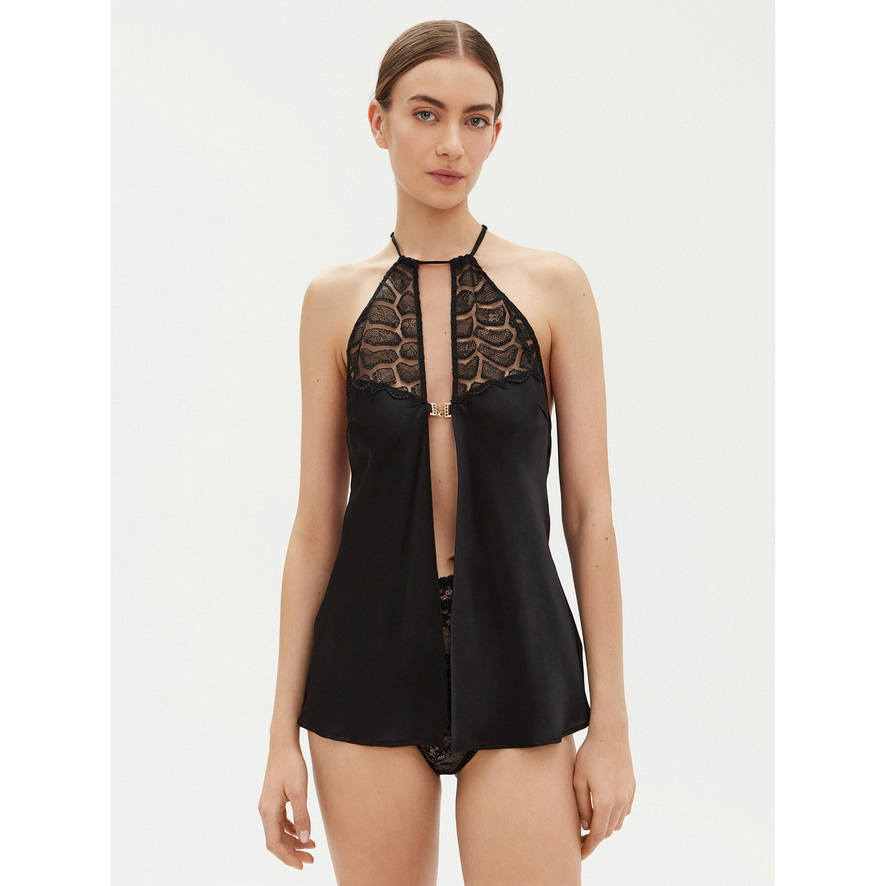 Chantelle Sottoveste Reptilia C01NI5 Nero Regular Fit, Taglia S, taglia : S