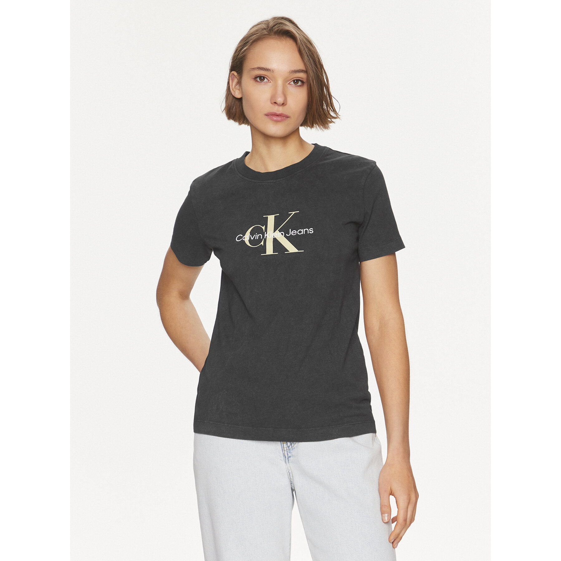 Calvin Klein Jeans Póló Archival Monologo J20J223272 Fekete Regular Fit