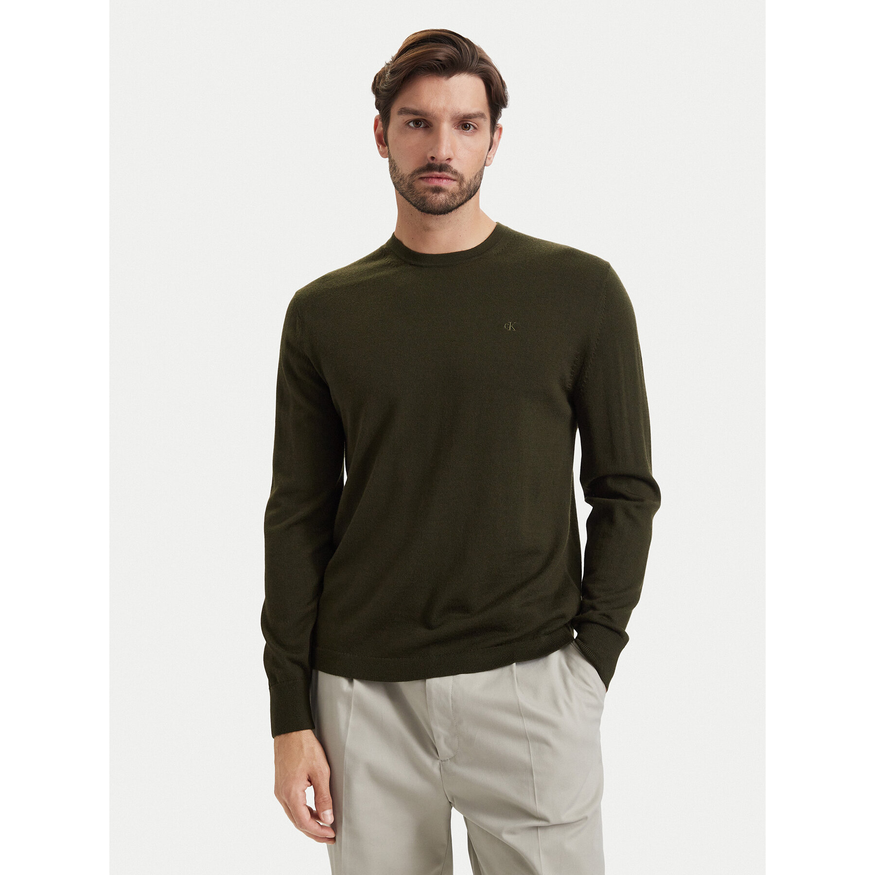 Calvin Klein Pullover LV04LB305G Khakifarben Regular Fit