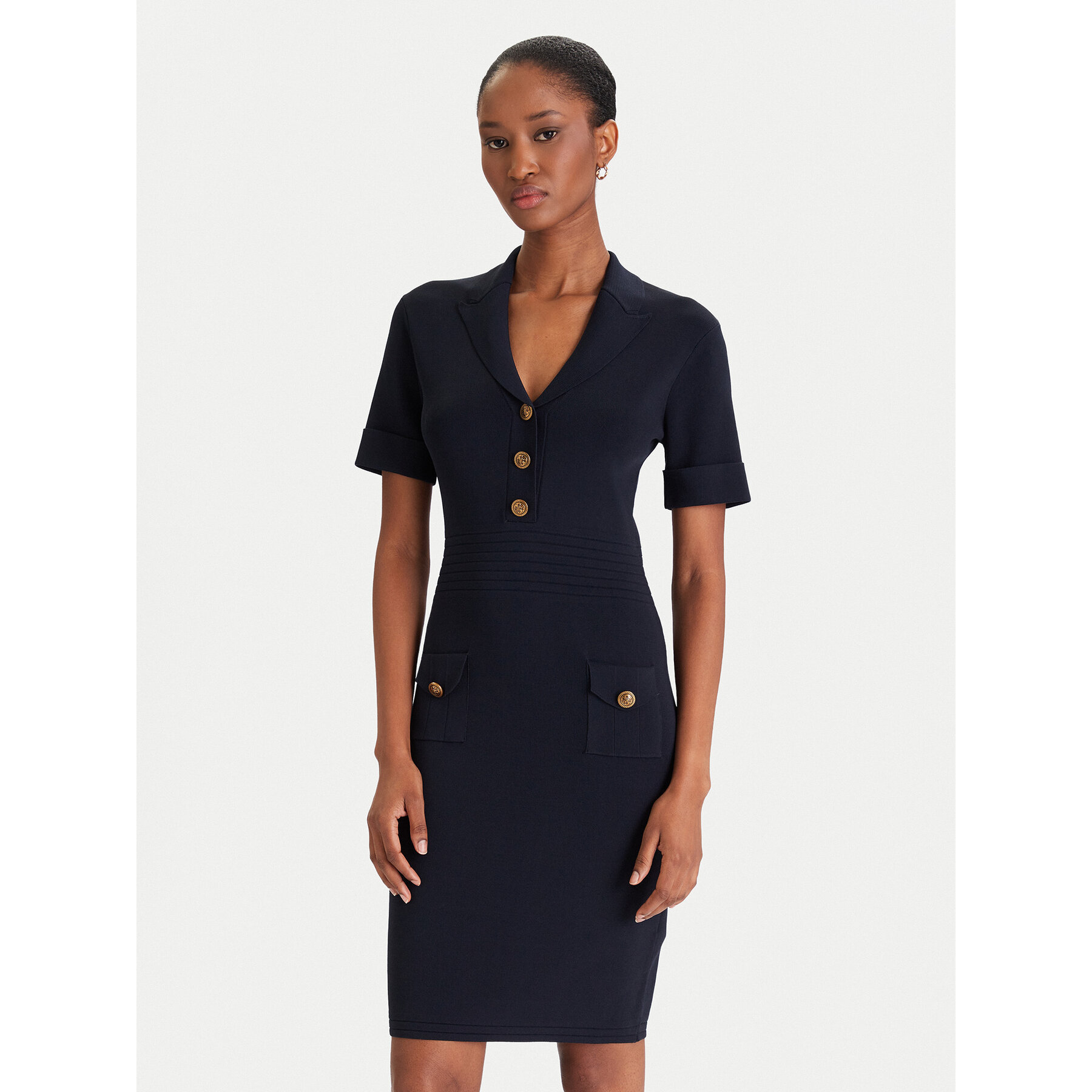 Guess Strickkleid W5YK29 Z0130 Dunkelblau Slim Fit