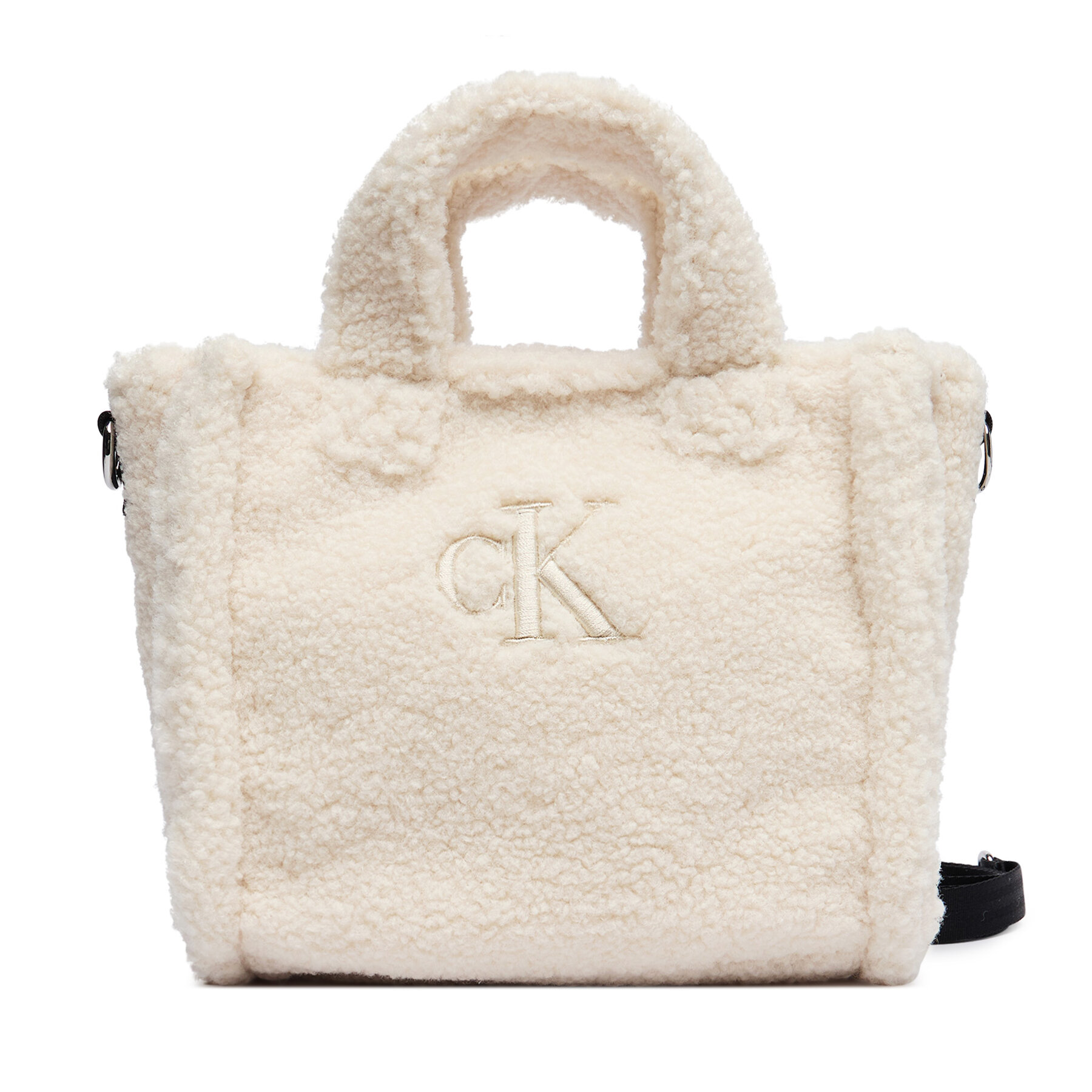 Geantă Calvin Klein Jeans Teddy Tote Bag IU0IU00355 Crem
