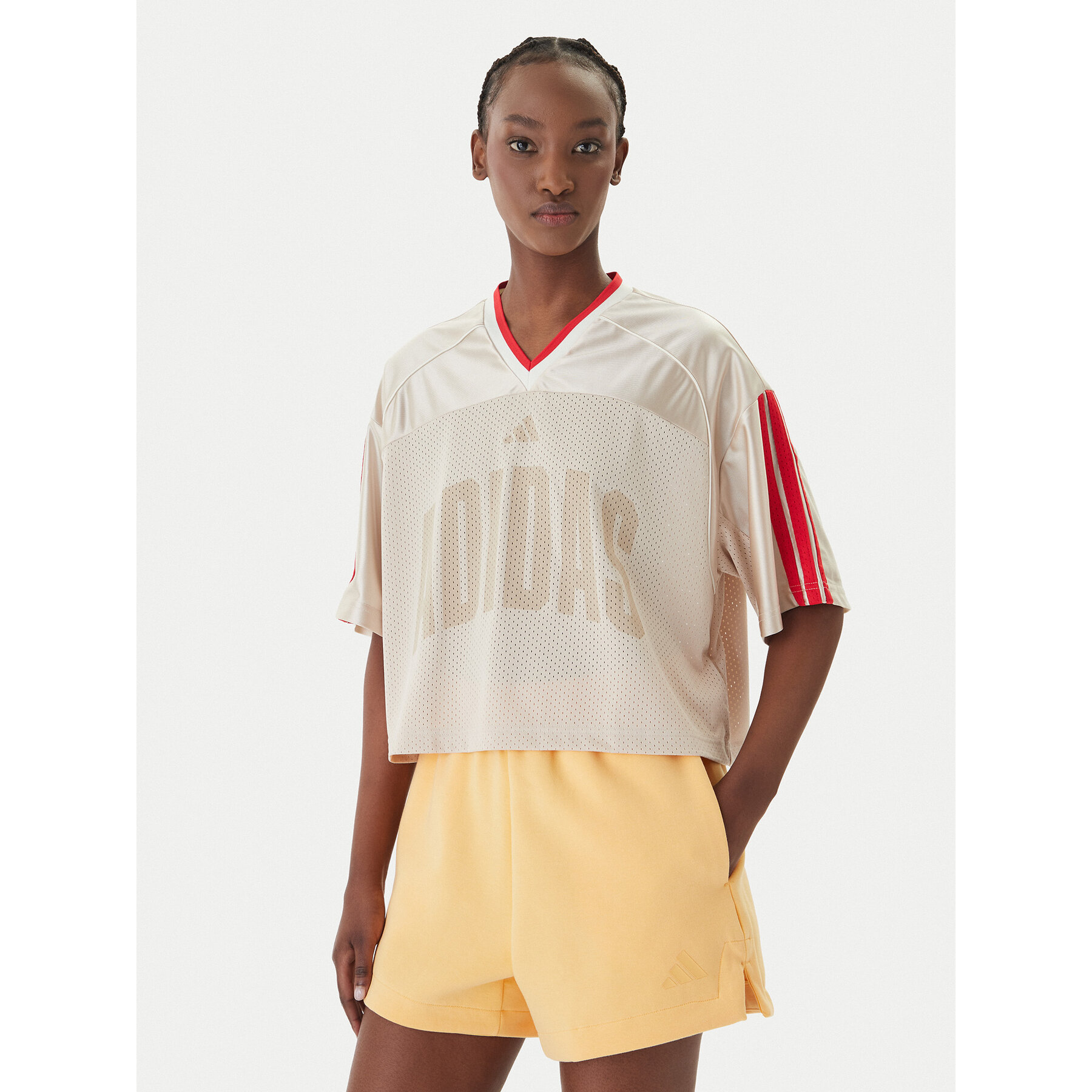 adidas T-Shirt Stadium JZ1073 Μπεζ Loose Fit