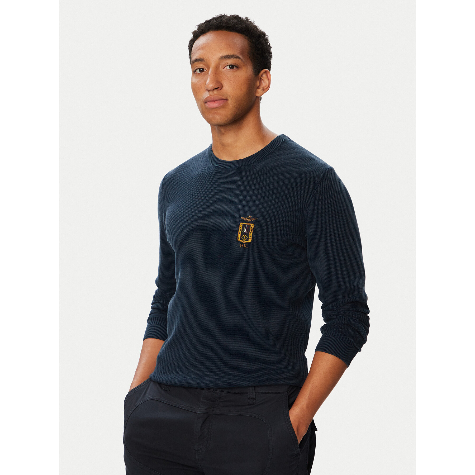Aeronautica Militare Pullover 262MA1667UL00463 Dunkelblau Regular Fit