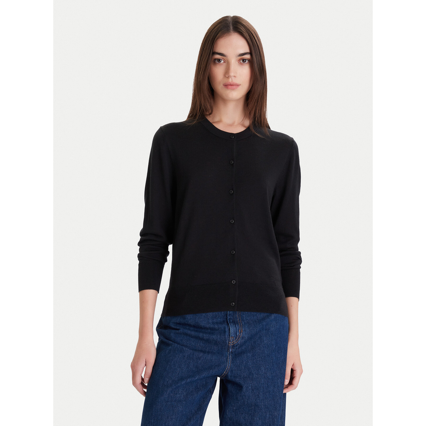 Calvin Klein Strickjacke LV044D323G Schwarz Slim Fit