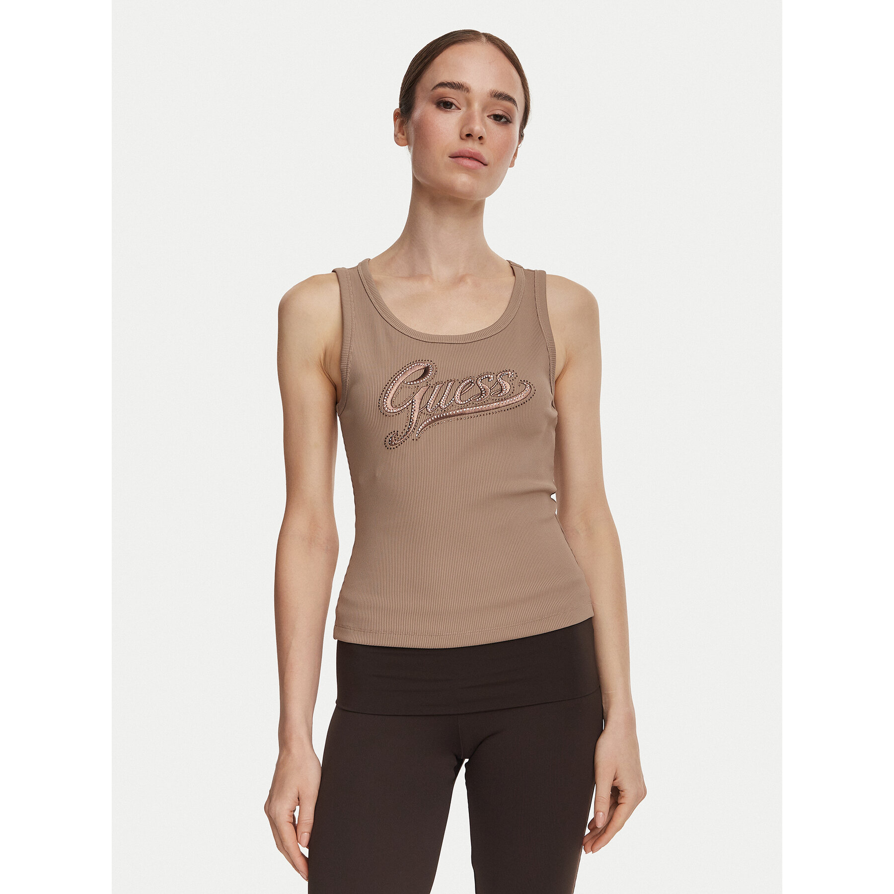 Guess Top W6YP30 K4380 Svetlo rjava Slim Fit