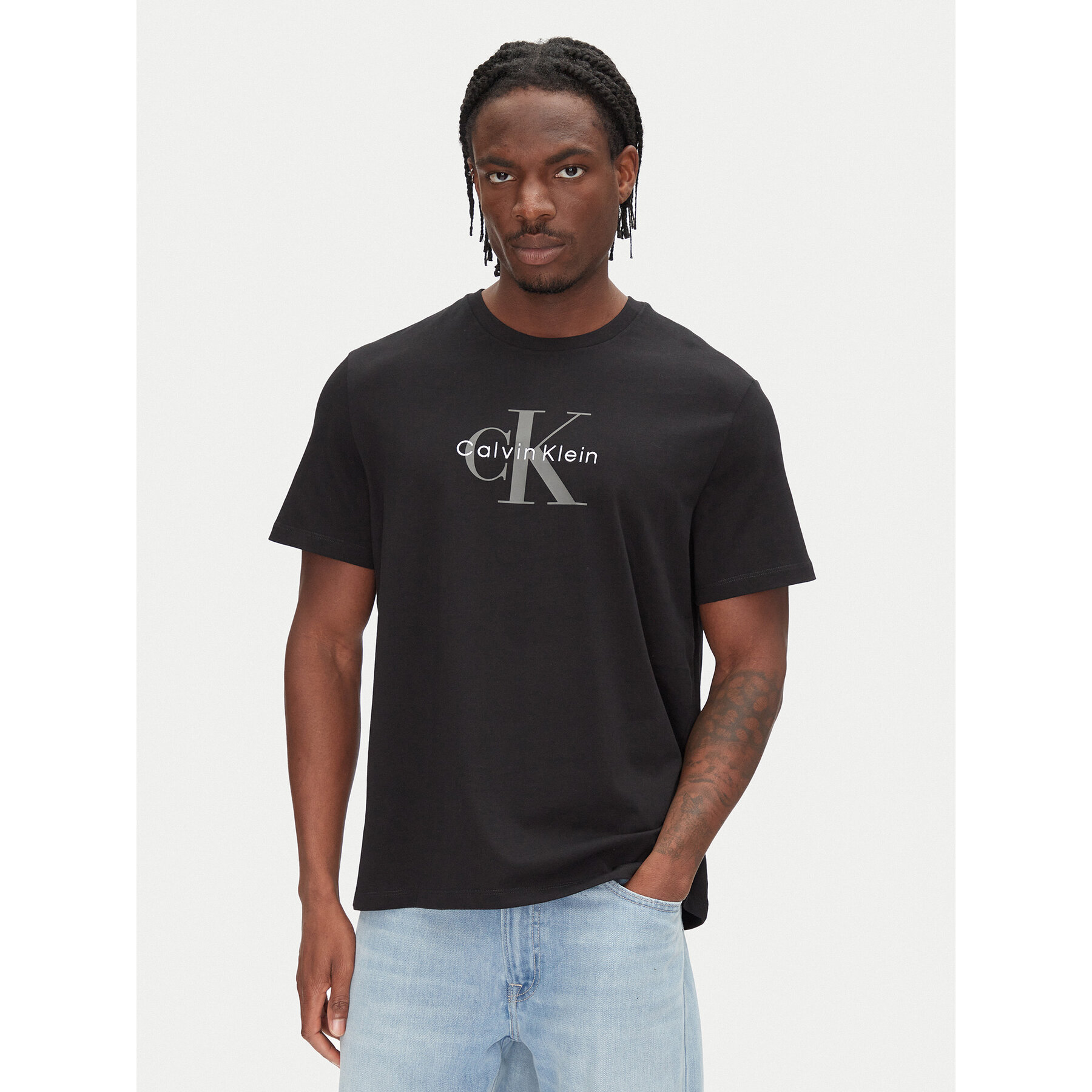 Calvin Klein Jeans T-Shirt Hero Monologo LV04RB862G Schwarz Regular Fit