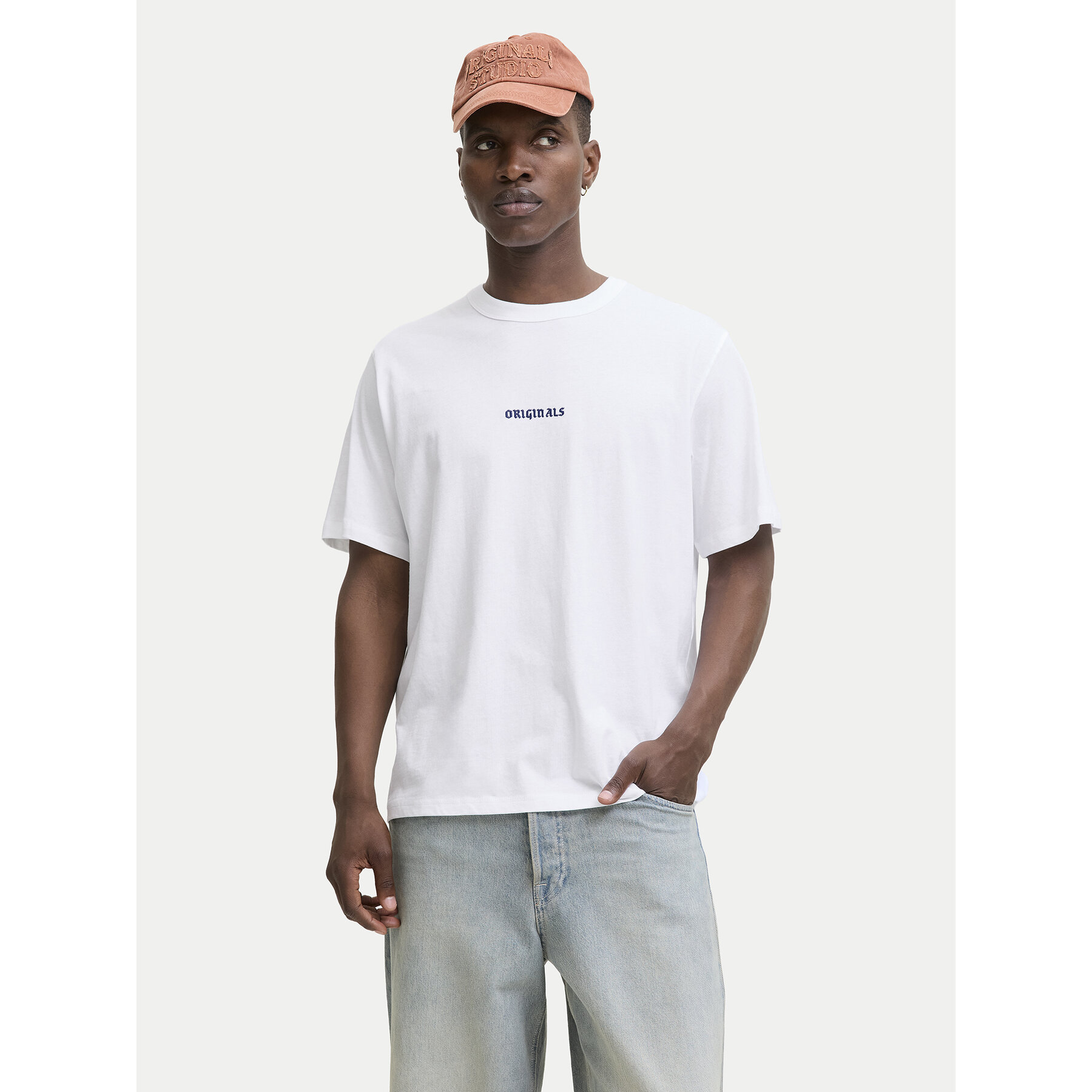 Jack & Jones T-shirt Meadows Minimal 12283630 Bijela Loose Fit
