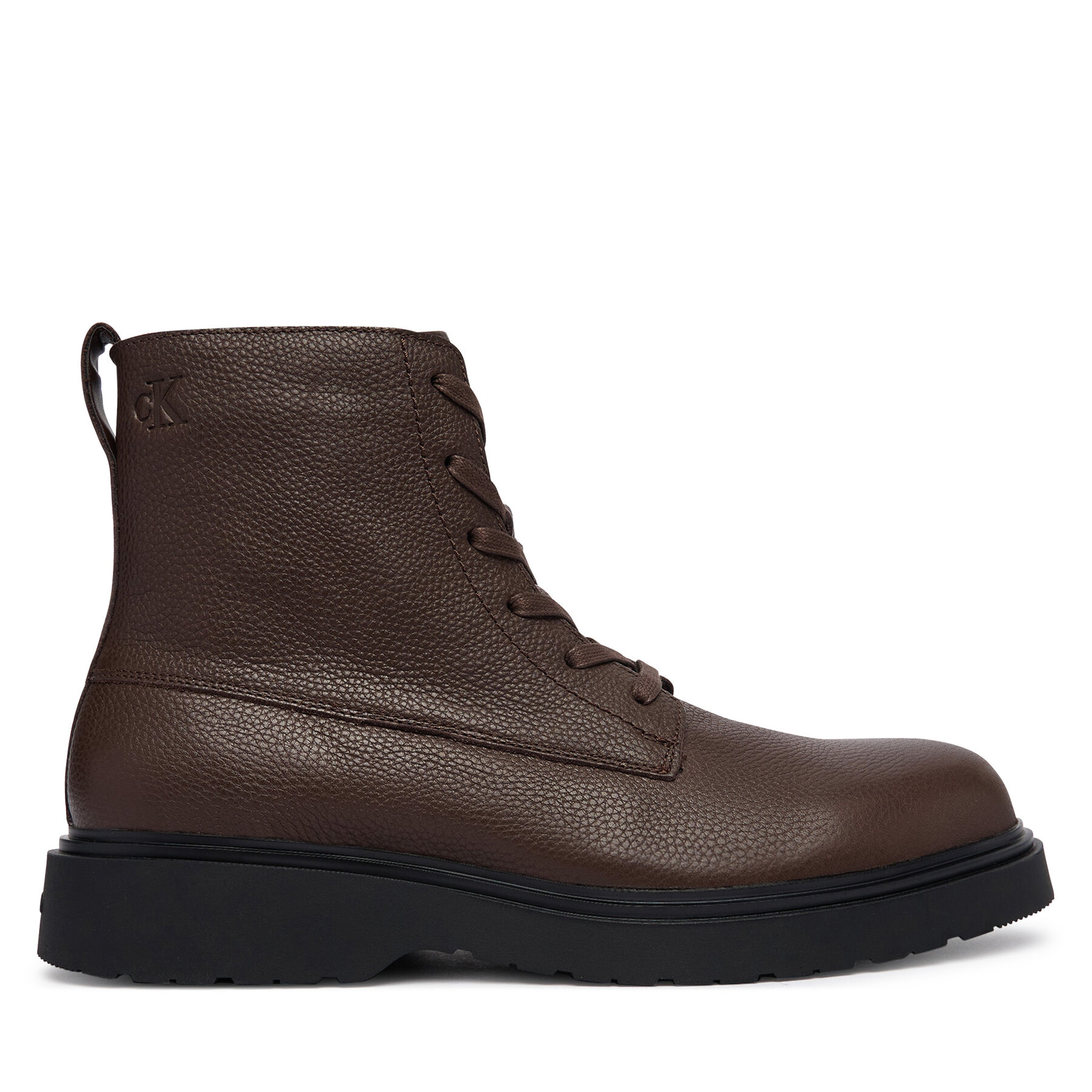 Šnurovacia obuv Calvin Klein Combat Ess Lace Up Zip Boot Lth YM0YM01373 Hnedá