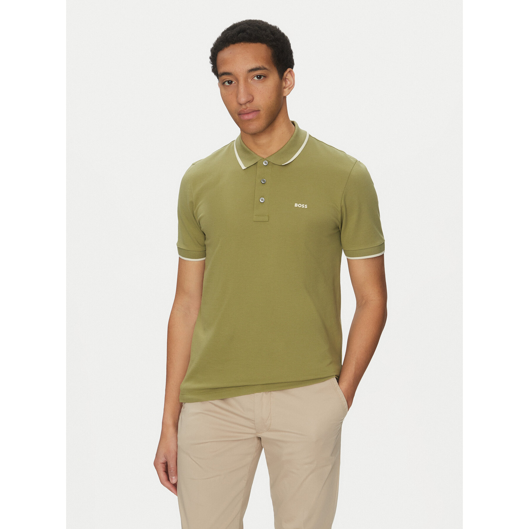 BOSS Pólóing Parlay 190 50494697 Zöld Regular Fit