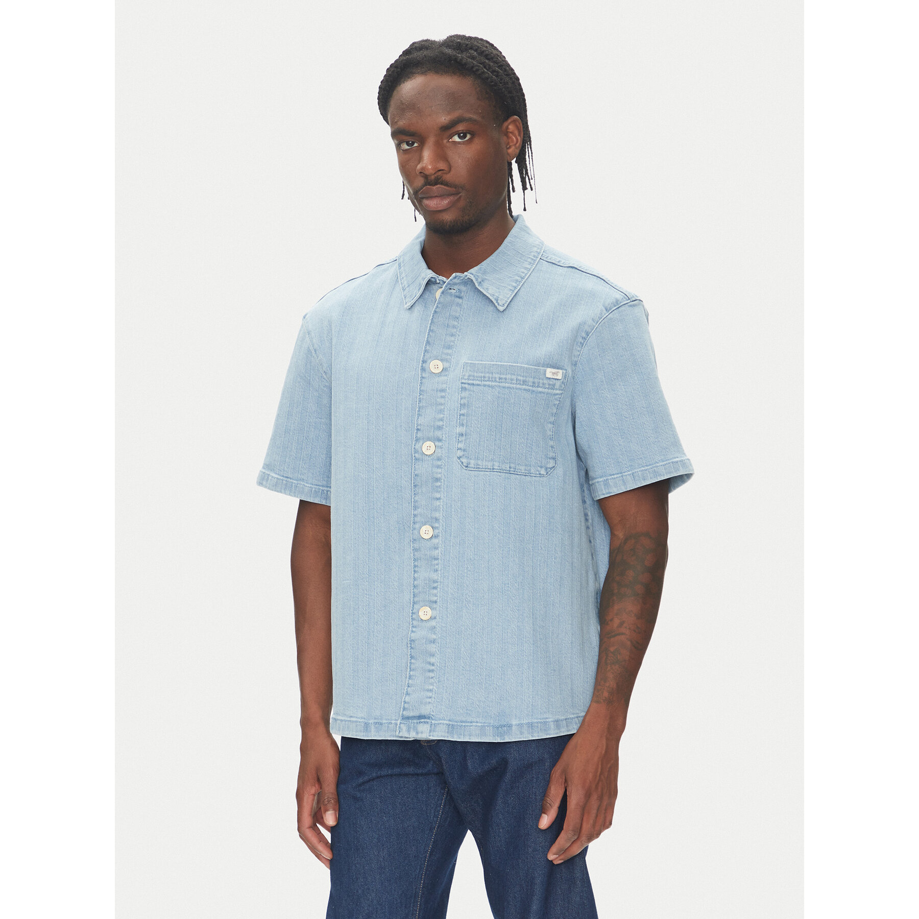 Mustang Jeanshemd Phoenix 1016653 Blau Boxy Fit