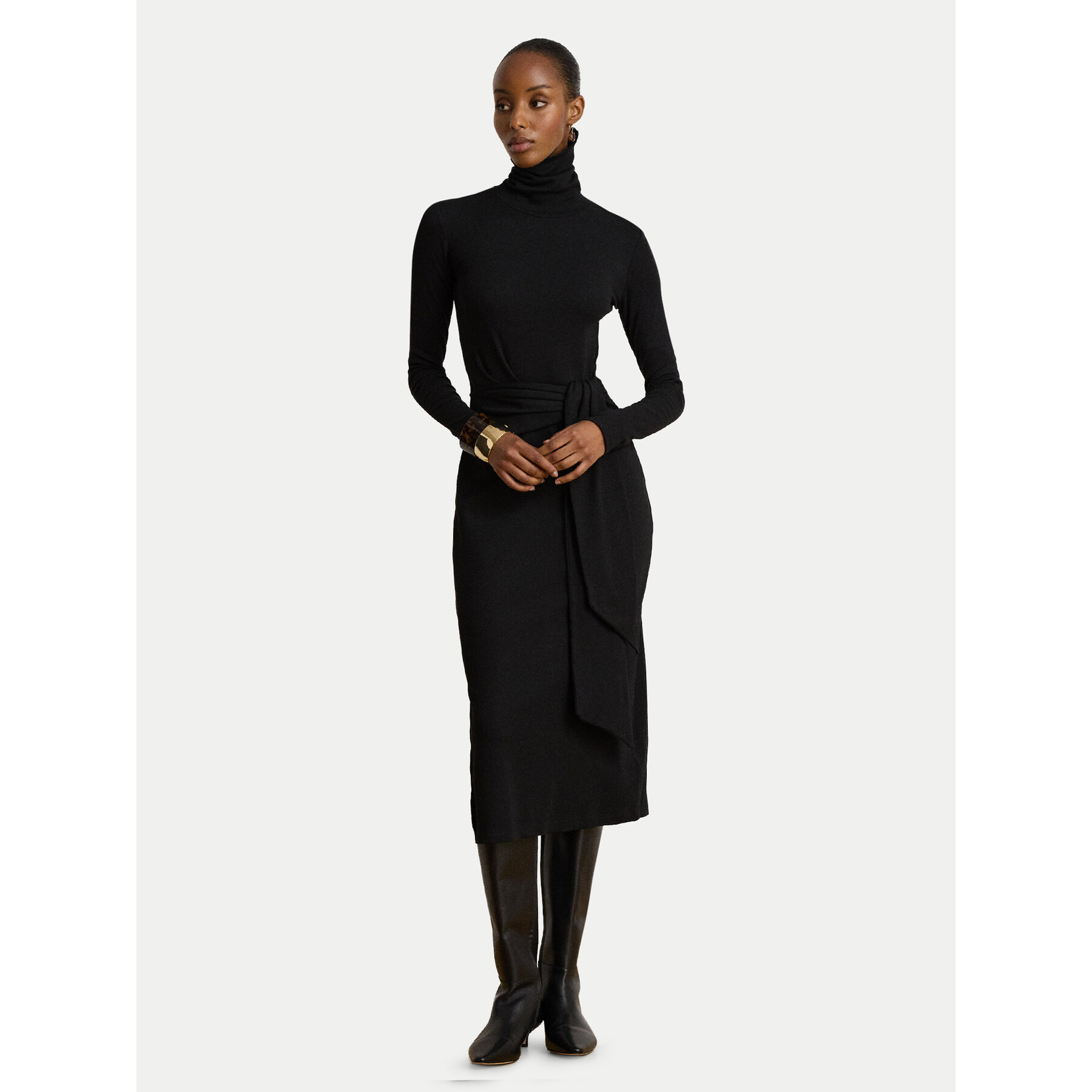LAUREN RALPH LAUREN Strickkleid 200980028002 Schwarz Slim Fit