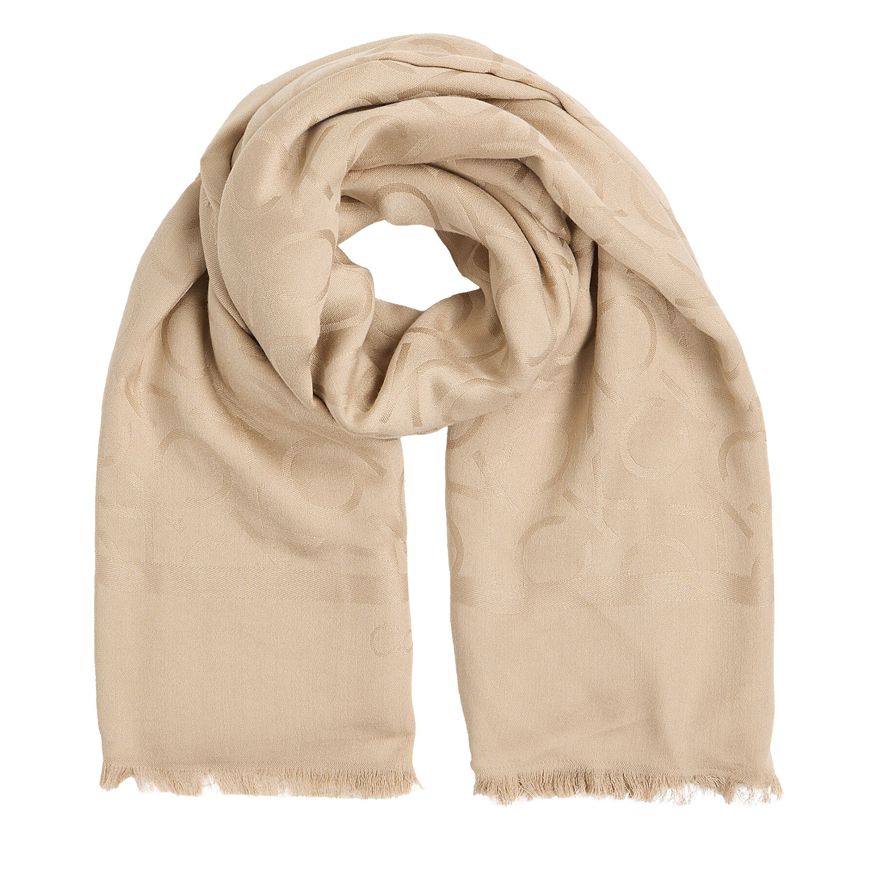 Eșarfă Calvin Klein Shiny Jacquard Monogram K60K612974 Bej