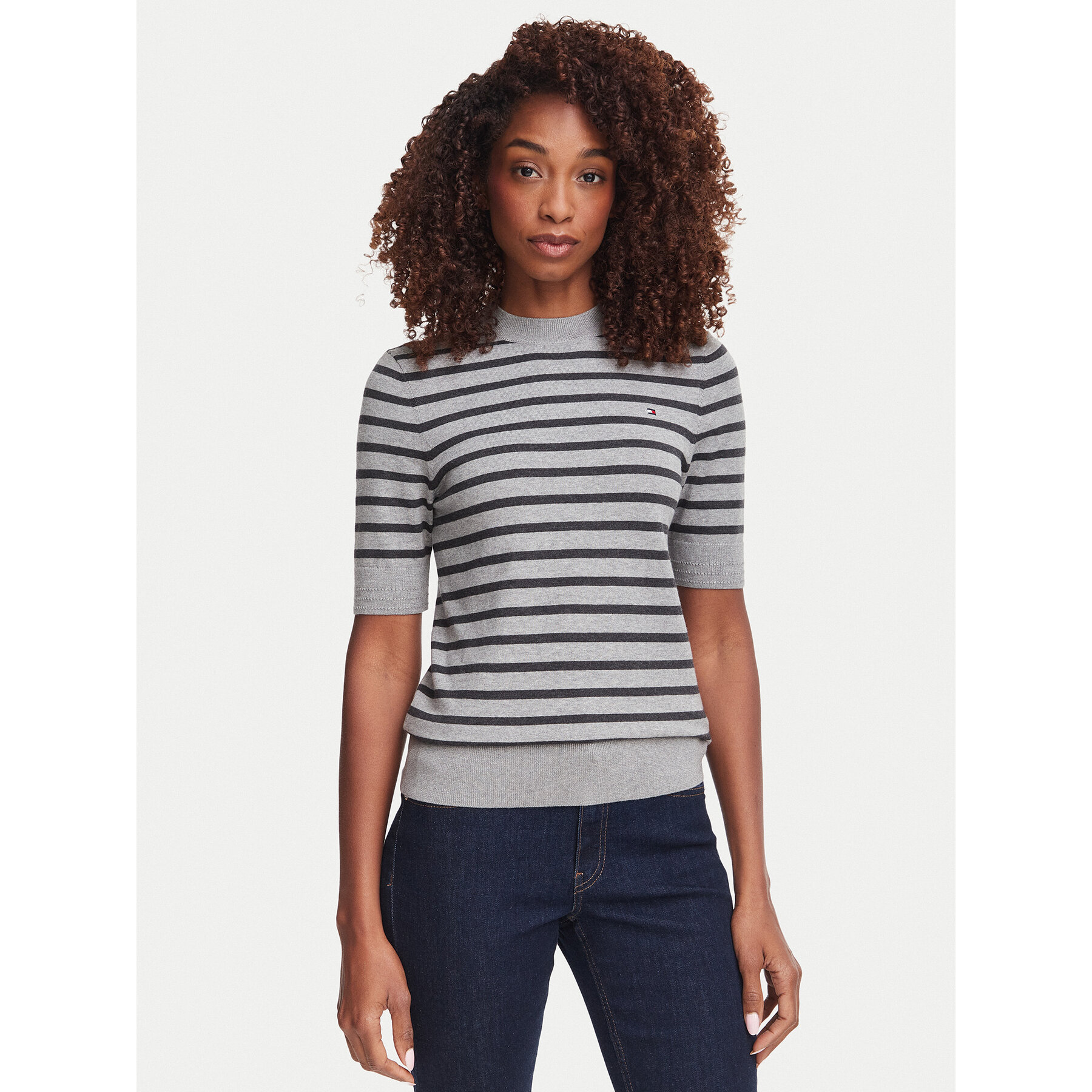 Tommy Hilfiger Πουλόβερ WW0WW49705 Σκούρο γκρι Slim Fit