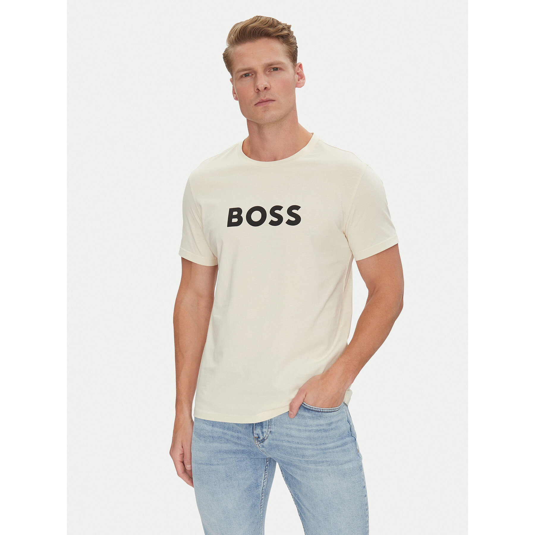 BOSS Póló 50491706 Fehér Regular Fit