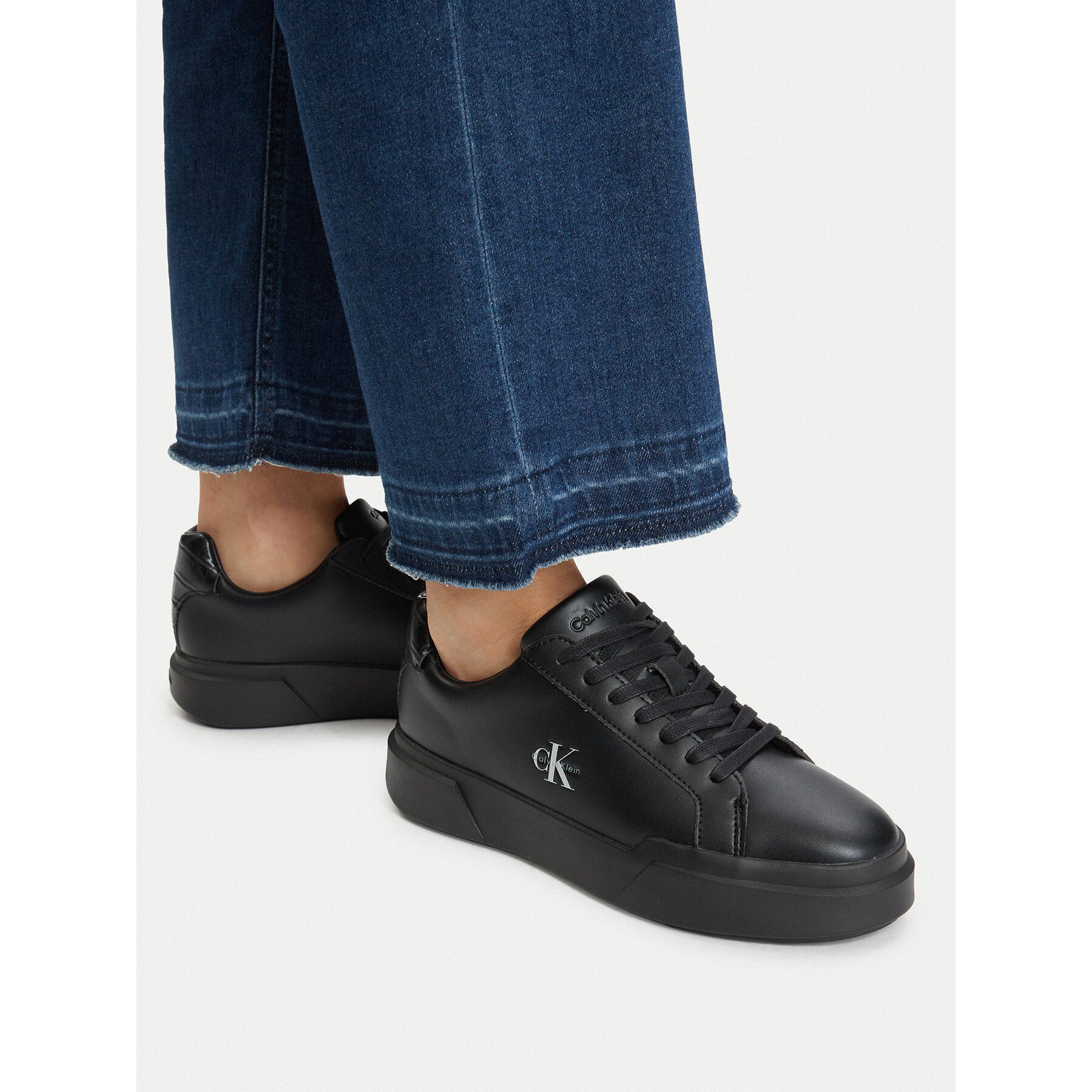Tenisice Calvin Klein Chunky Cups Laceup Lth Bt Croc HW0HW03223 Crna
