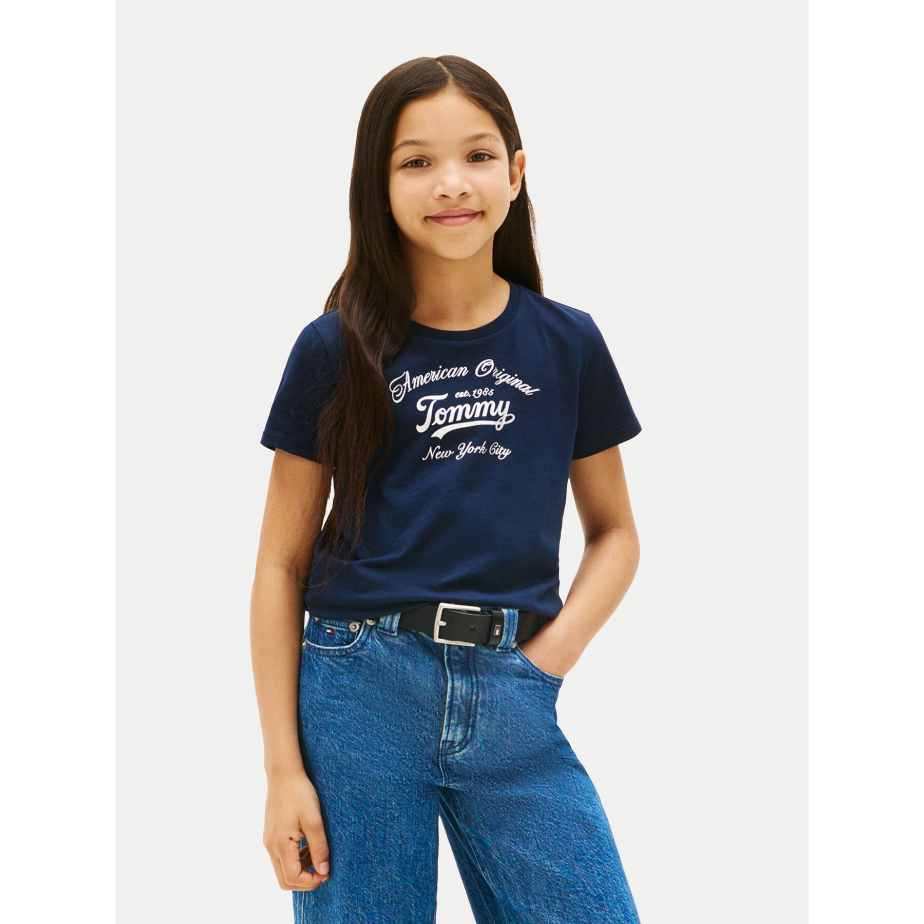 Tommy Hilfiger T-shirt Script KG0KG08636 Blu scuro Regular Fit