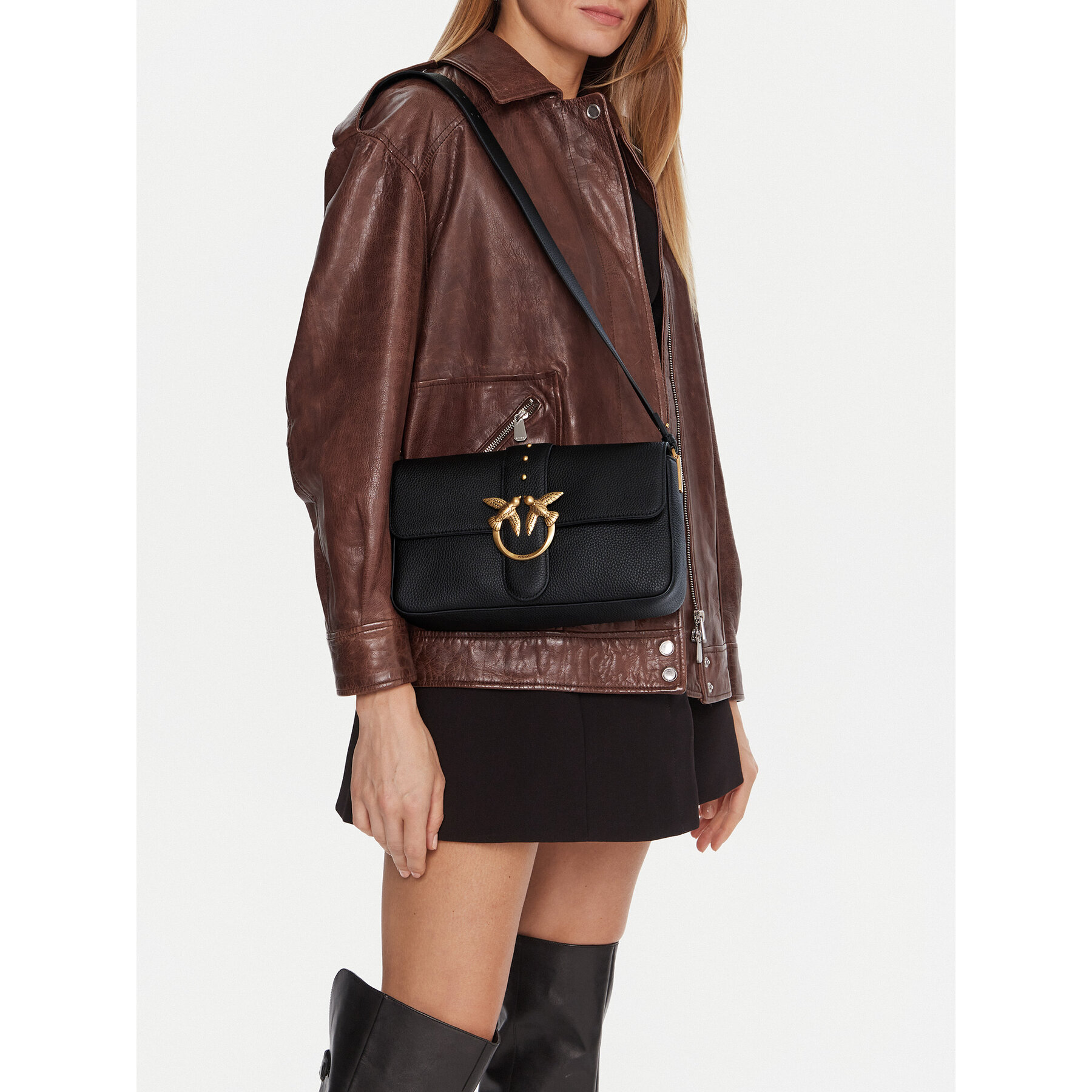 Τσάντα PINKO Love One Classic Slouchy Fl PLTT 104524 A2OX Μαύρο