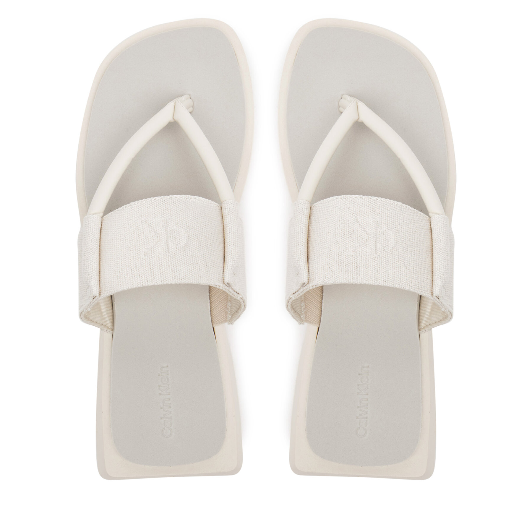 Zehentrenner Calvin Klein Jeans Sq Low Wedge Sandal Rope YW0YW01717 Beige