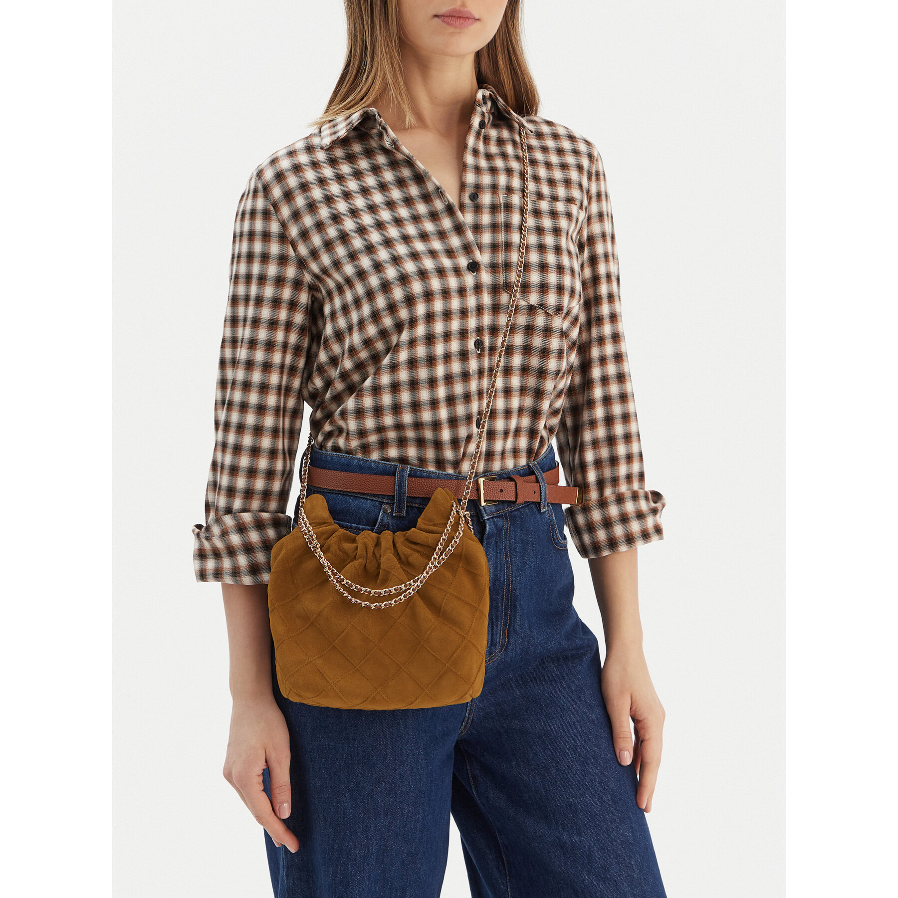 Geantă Tory Burch Fleming Suede Mini Hobo Bag 166066 Maro