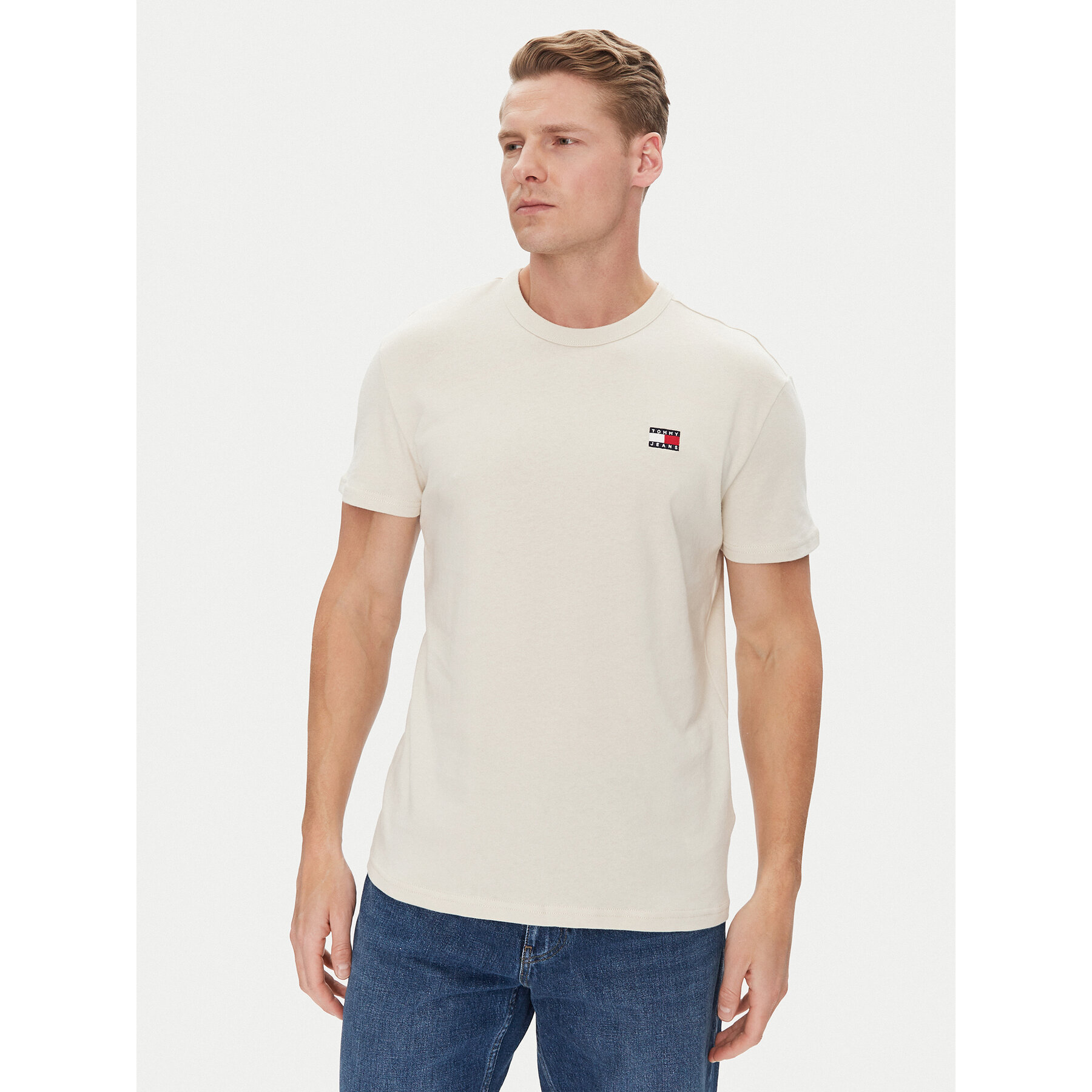 Tommy Jeans Póló Badge DM0DM20322 Bézs Regular Fit