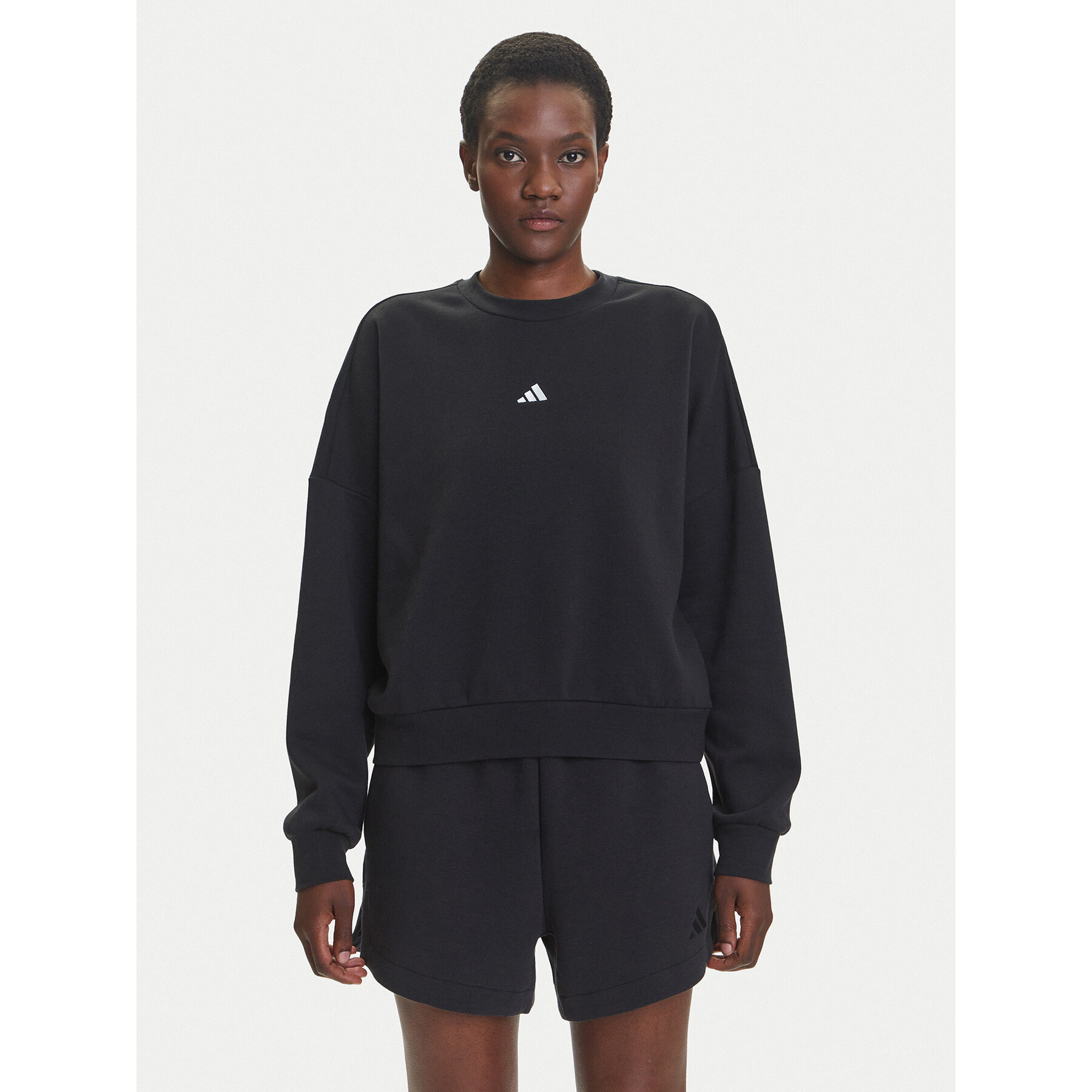 adidas Sweatshirt Essentials Small Logo Feelcozy JC5932 Schwarz Loose Fit