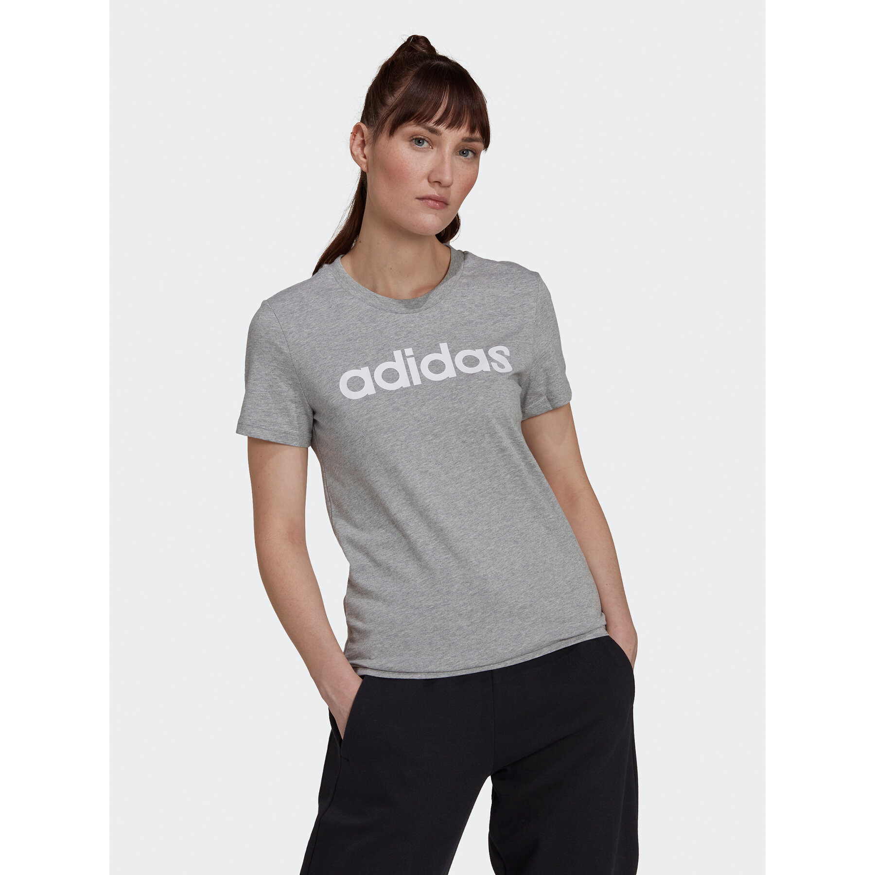 adidas T-Shirt Essentials Logo HL2053 Grau Slim Fit