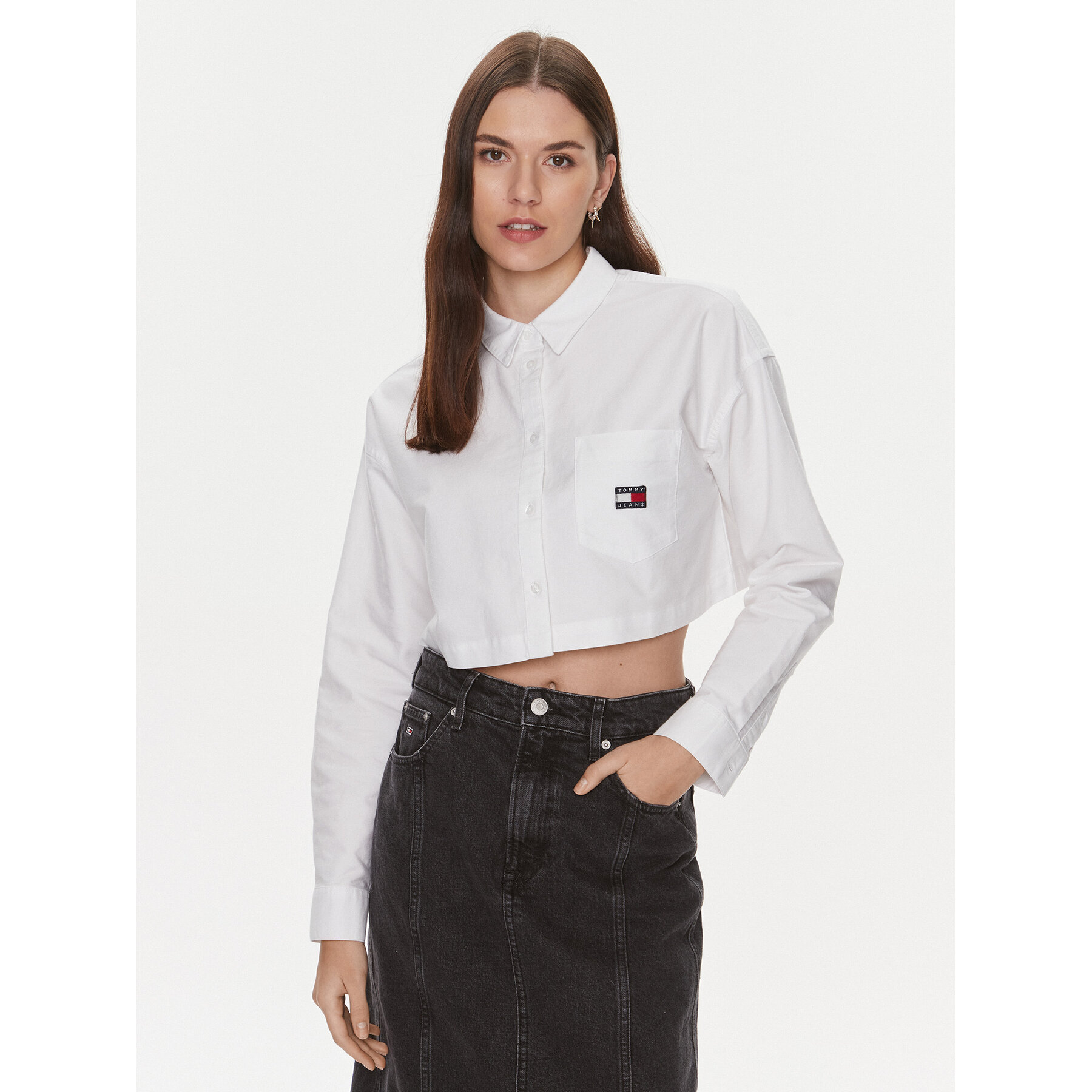 Tommy Jeans Hemd Badge DW0DW17345 Weiß Relaxed Fit