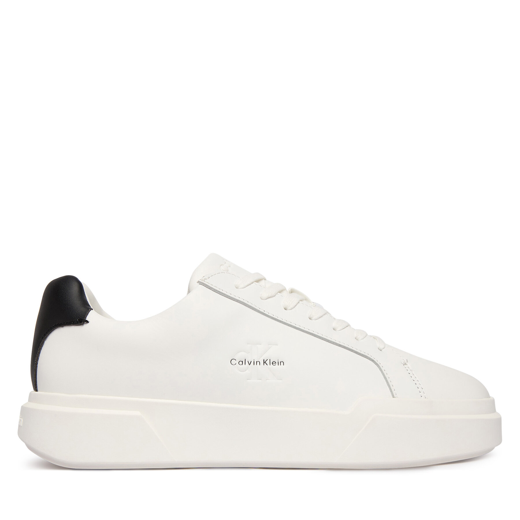 Snīkeri Calvin Klein Chunky Cupsole Laceup Lth YM0YM01344 Balts